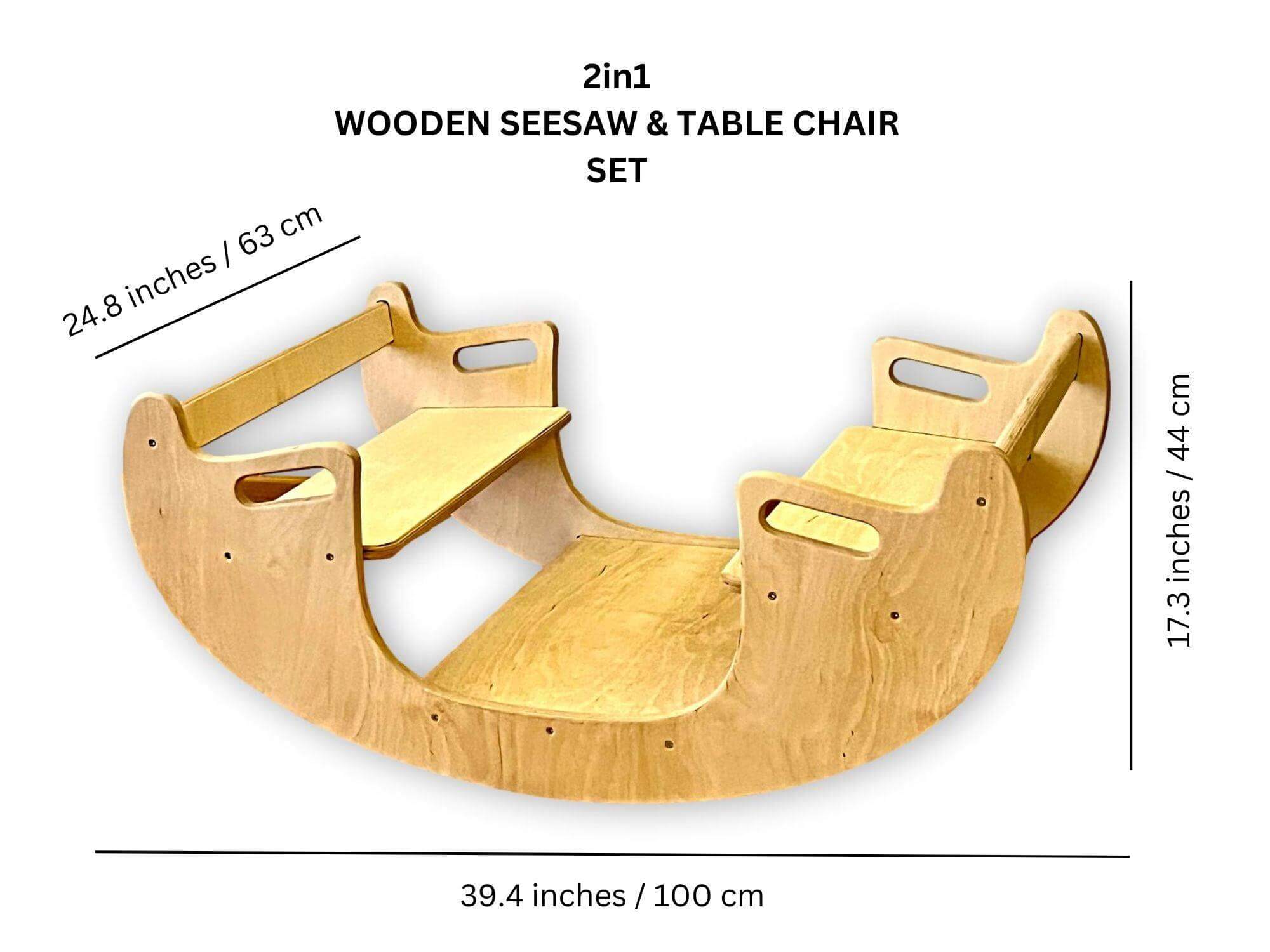 Montessori Wooden Seesaw & Table Chair Set | Eco-Friendly Kids Furniture - Kidodido