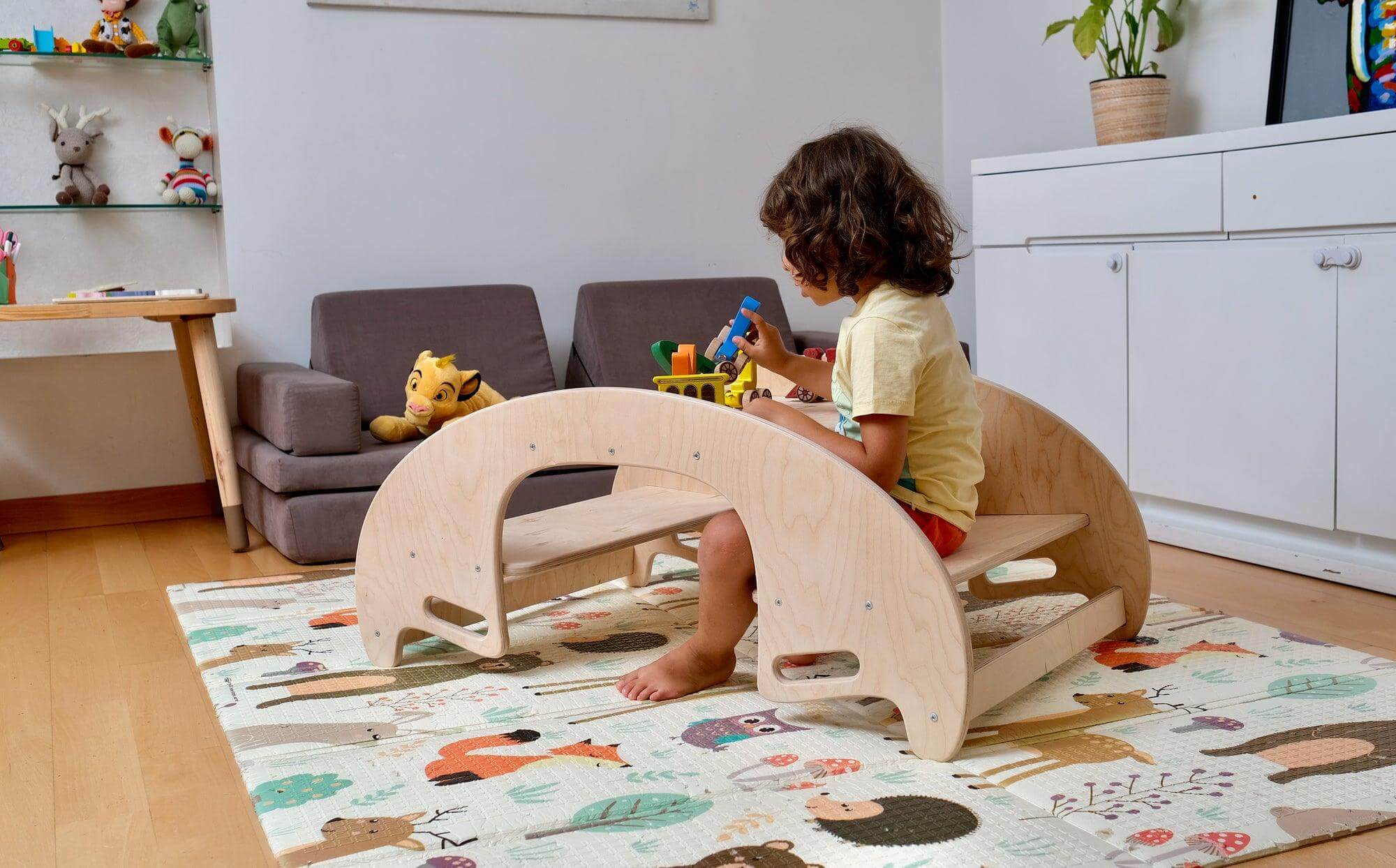 Montessori Wooden Seesaw & Table Chair Set | Eco-Friendly Kids Furniture - Kidodido