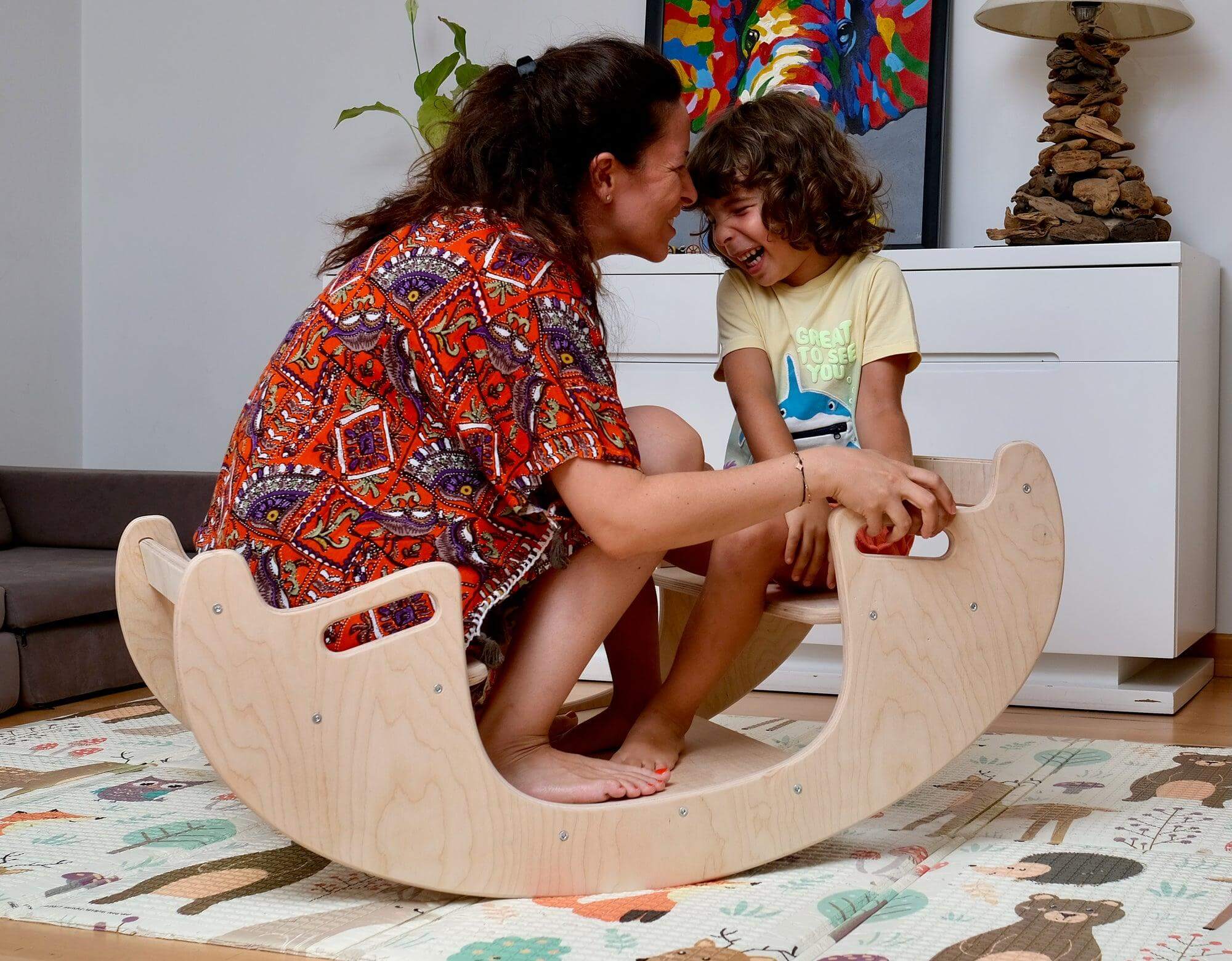 Montessori Wooden Seesaw & Table Chair Set | Eco-Friendly Kids Furniture - Kidodido