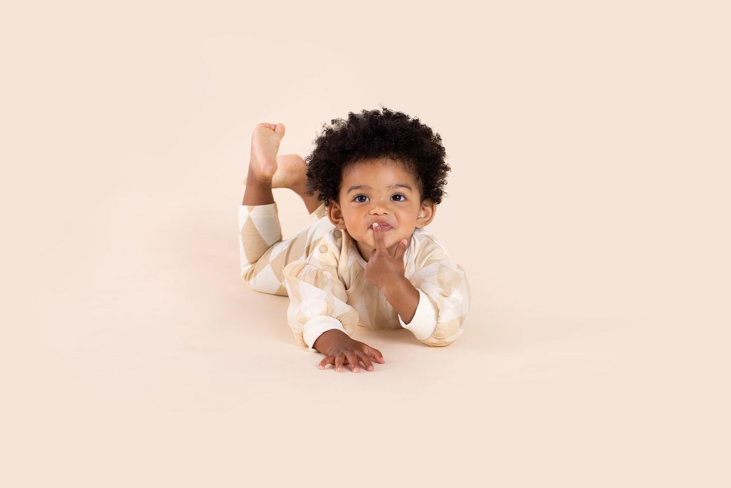 Baby Tulle & Terry Sweatshirt - Beige