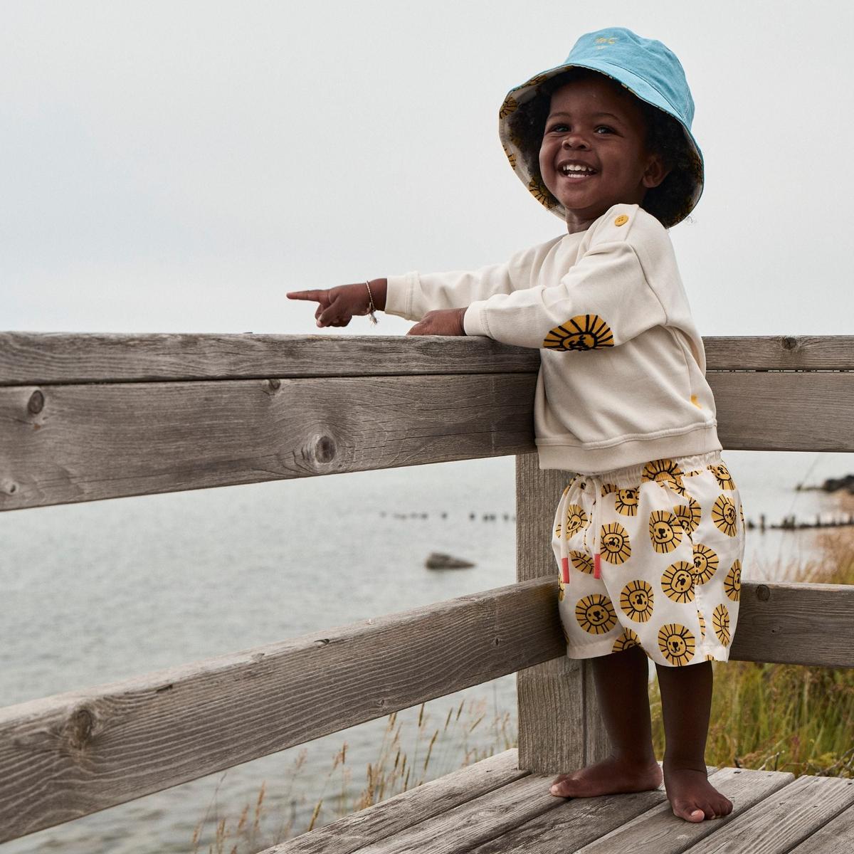 Seaqual Recycled Polyester Lion Baby Swim Trunks - Natural/cyber Yellow