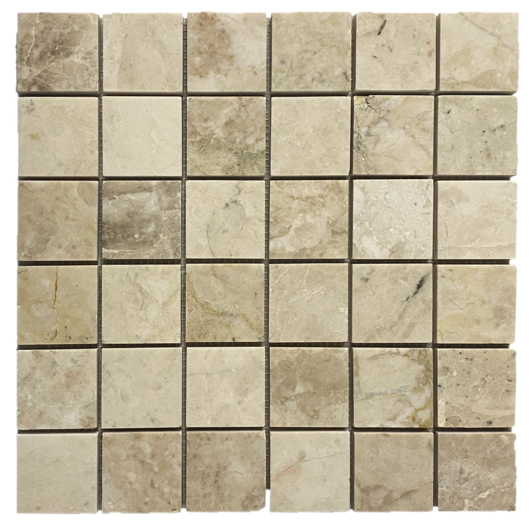 Bristol Cappuccino 2"x2" on 12" x 12" Mesh Polished Marble Mosaic Tile - Belair Collection