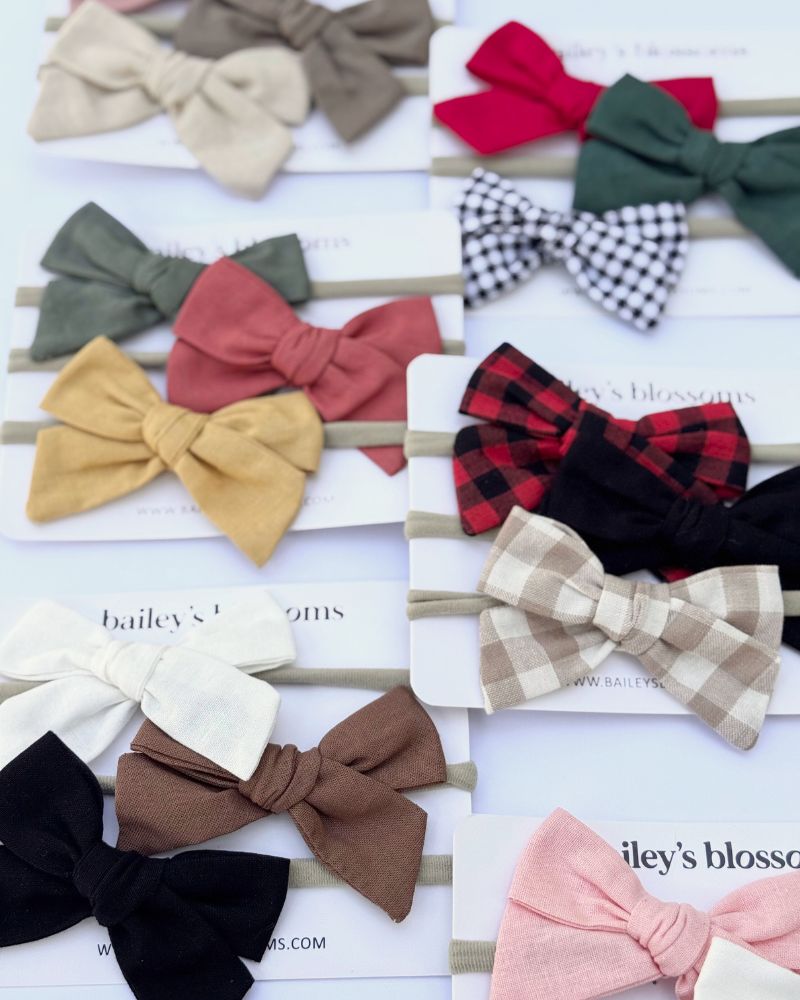 3-piece Linen Cotton Nylon Headband Set - Dusty Pink, Taupe, Sand