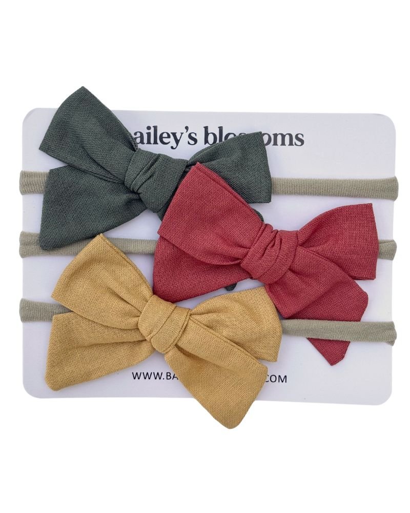 3-piece Linen Cotton Nylon Headband Set - Fall Festival