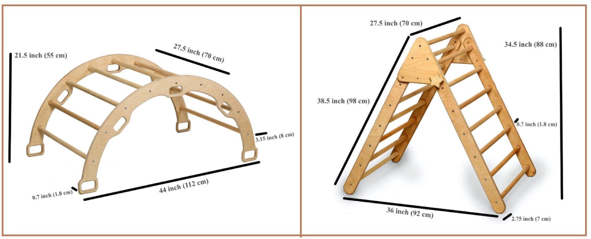 Montessori Climbing Set (3 Pieces)| Pikler Triangle, Climbing Arch & Ramp