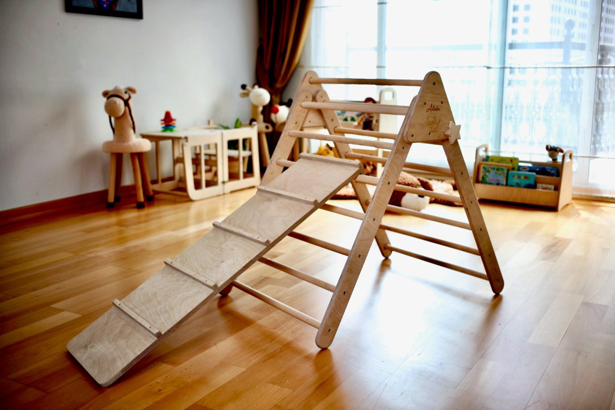 Montessori Climbing Set (3 Pieces)| Pikler Triangle, Climbing Arch & Ramp