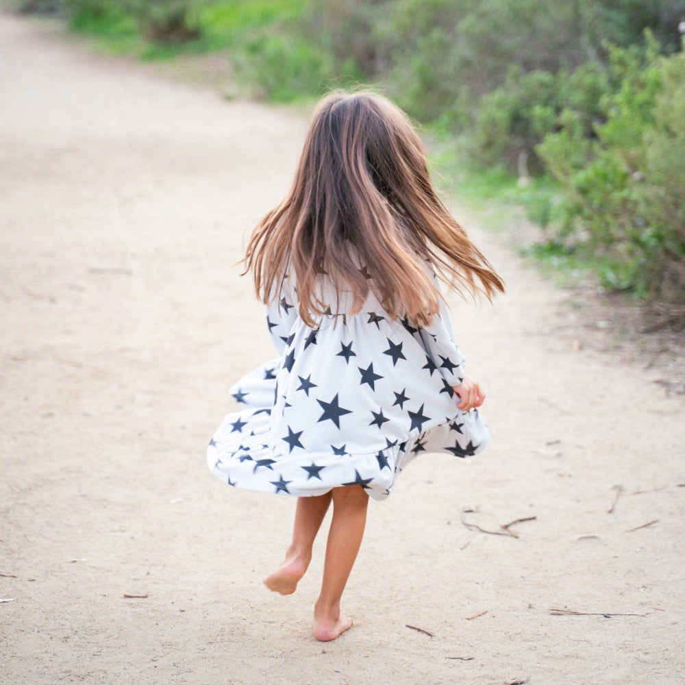 3 Tier Sweater Dress - Black Stars - Terry