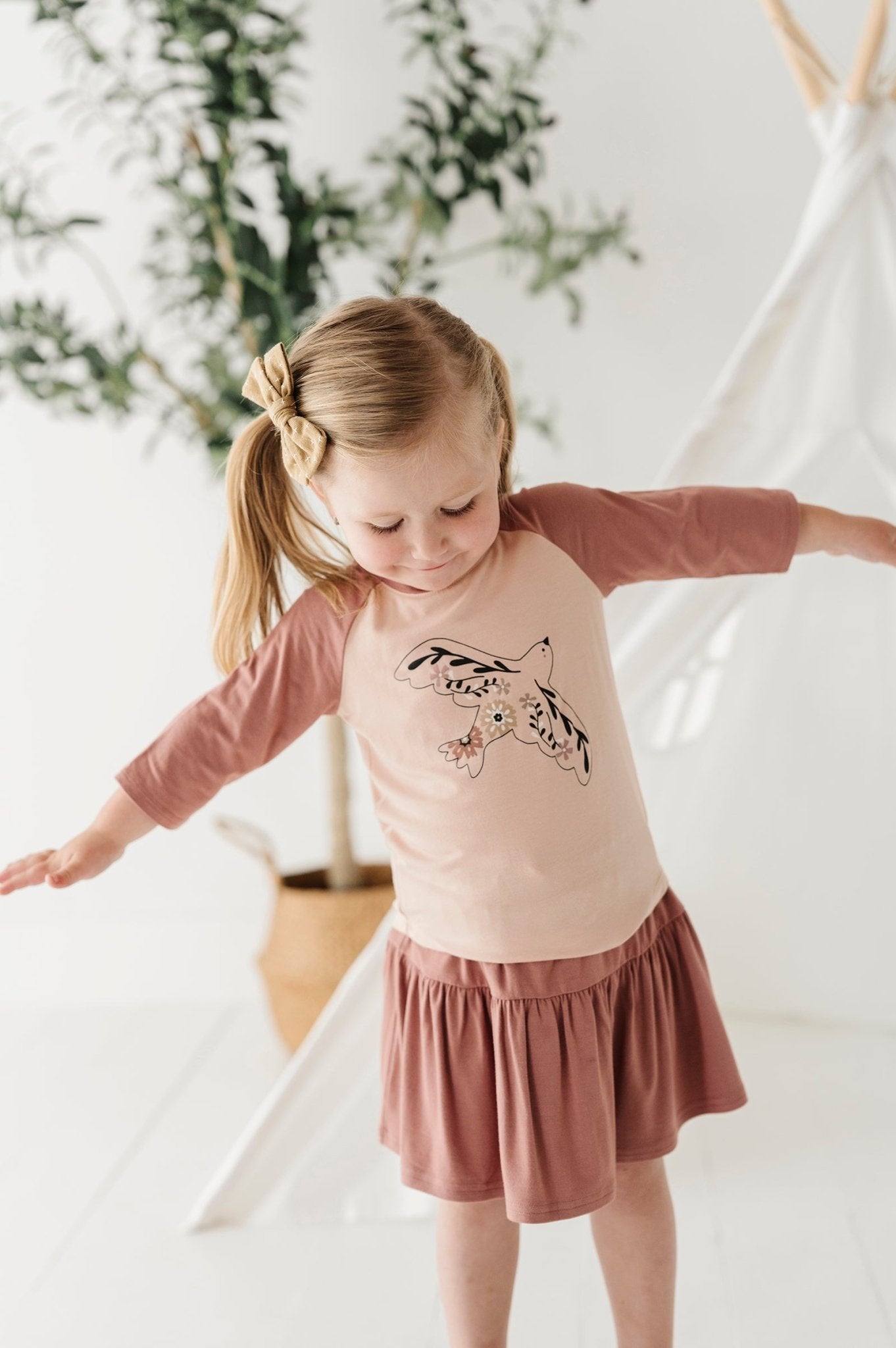 Girl's 3/4 Sleeve Baseball Tee