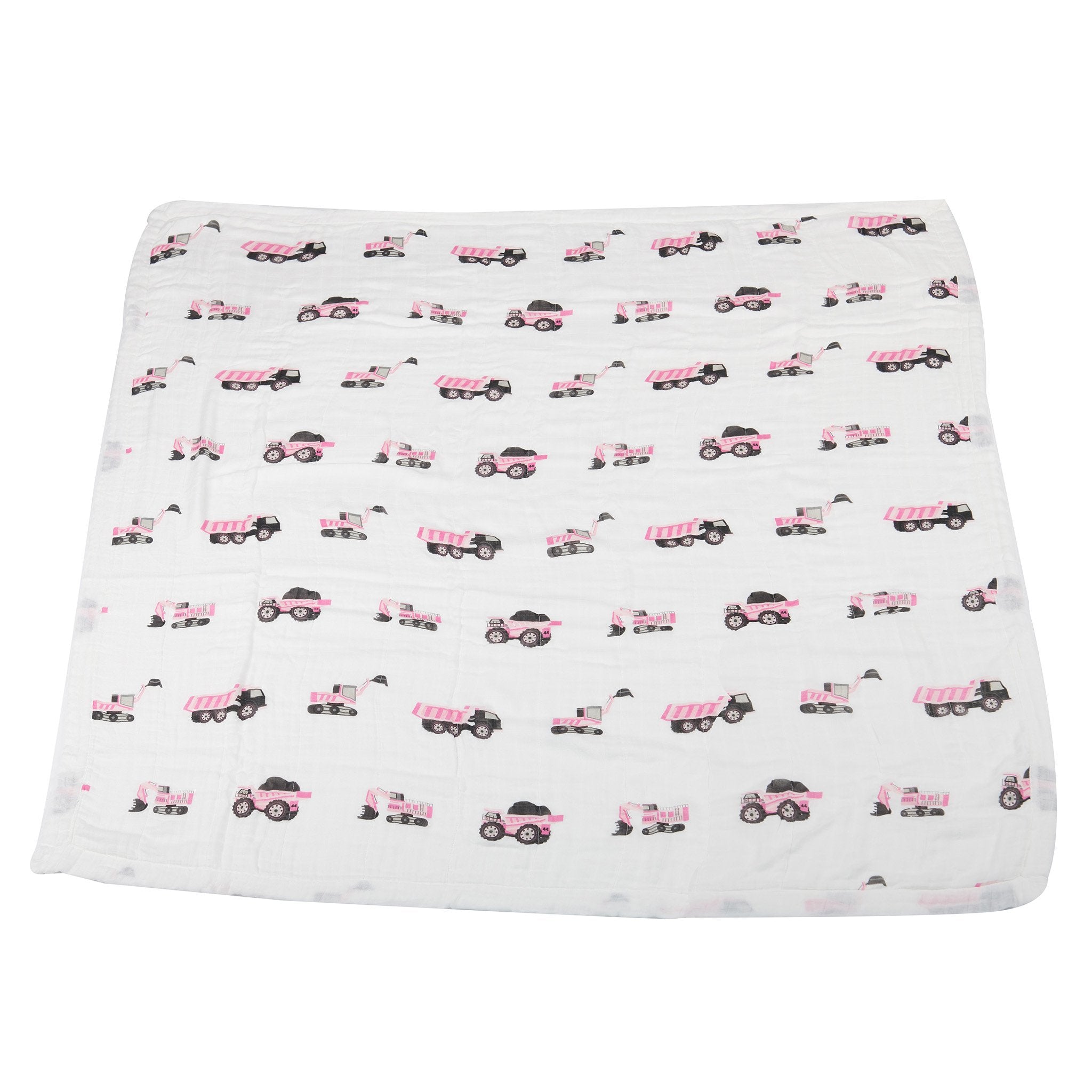 Pink Digger and White Bamboo Muslin Newcastle Blanket