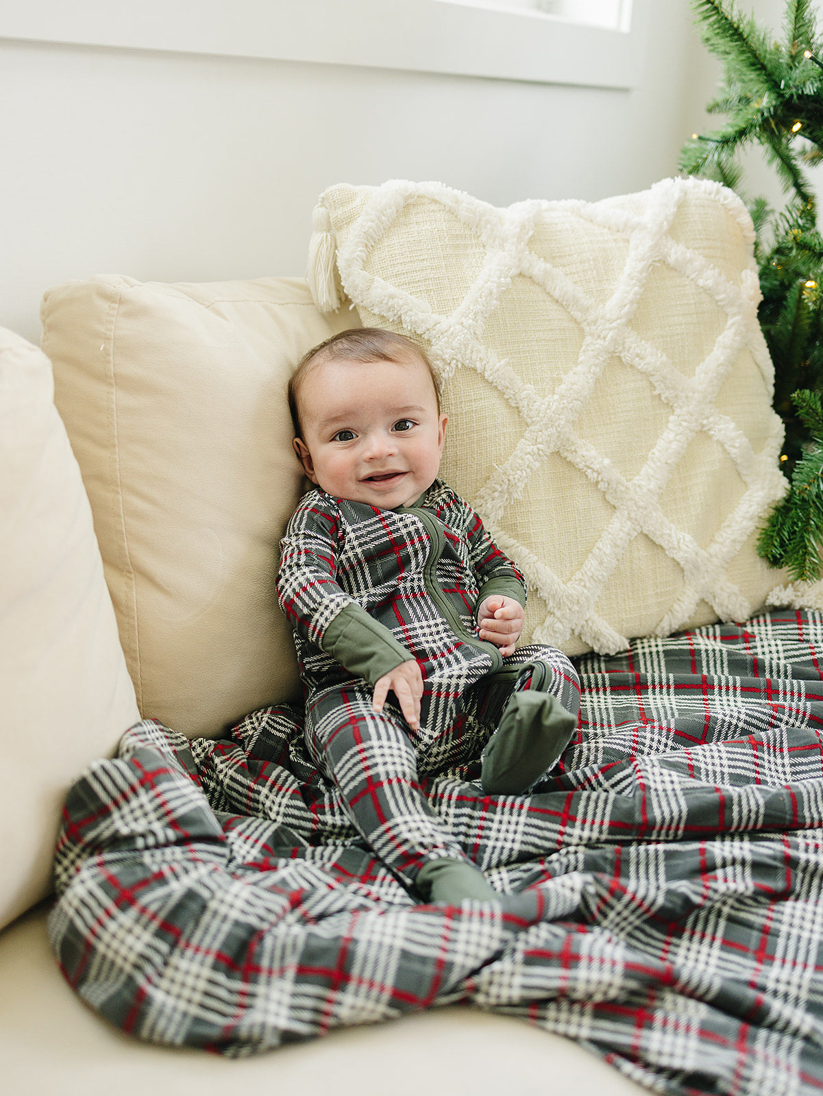 Green Plaid Bamboo Fleece Quilt  Mebie Baby   