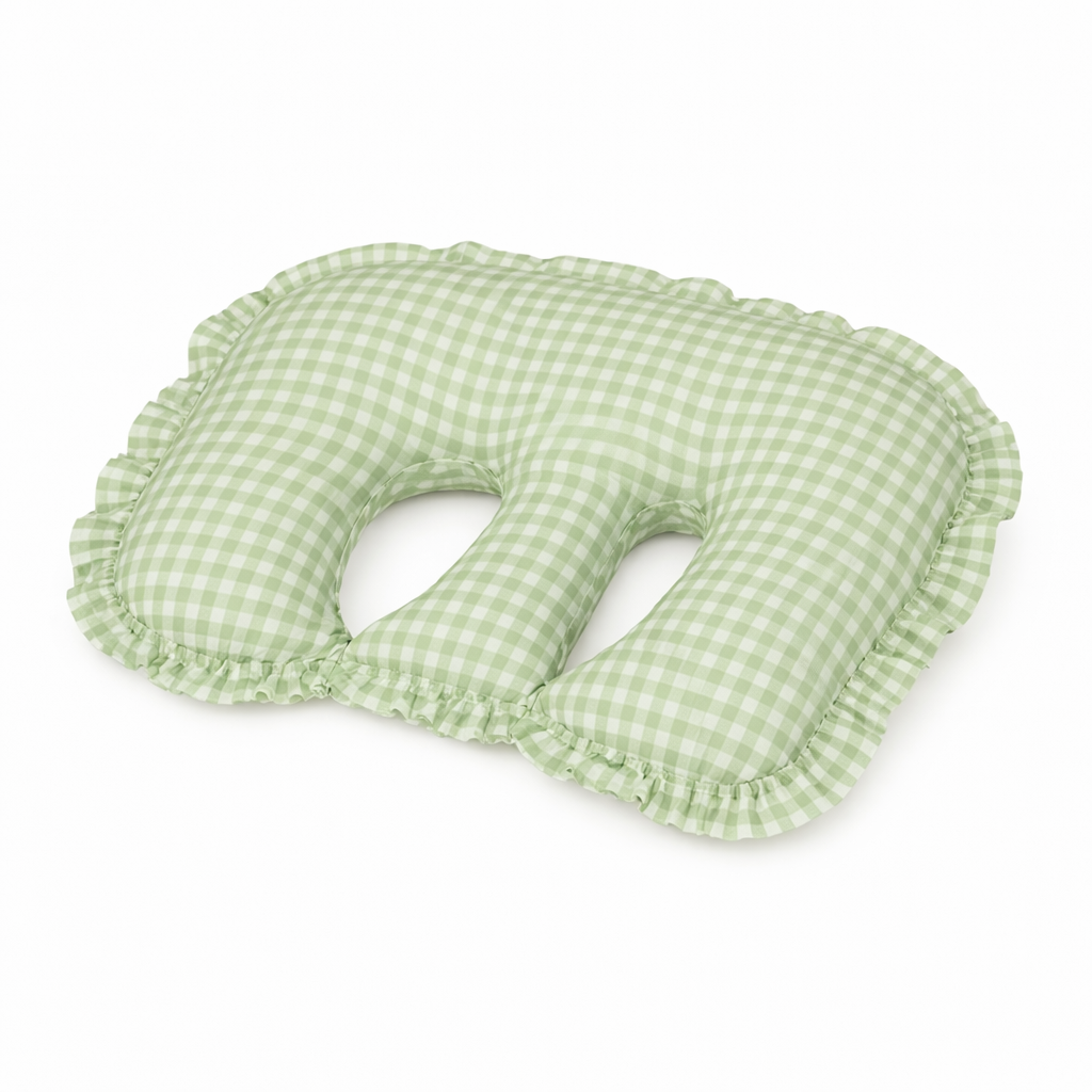 Green Ruffle Gingham Twin Nursing Pillow Cover