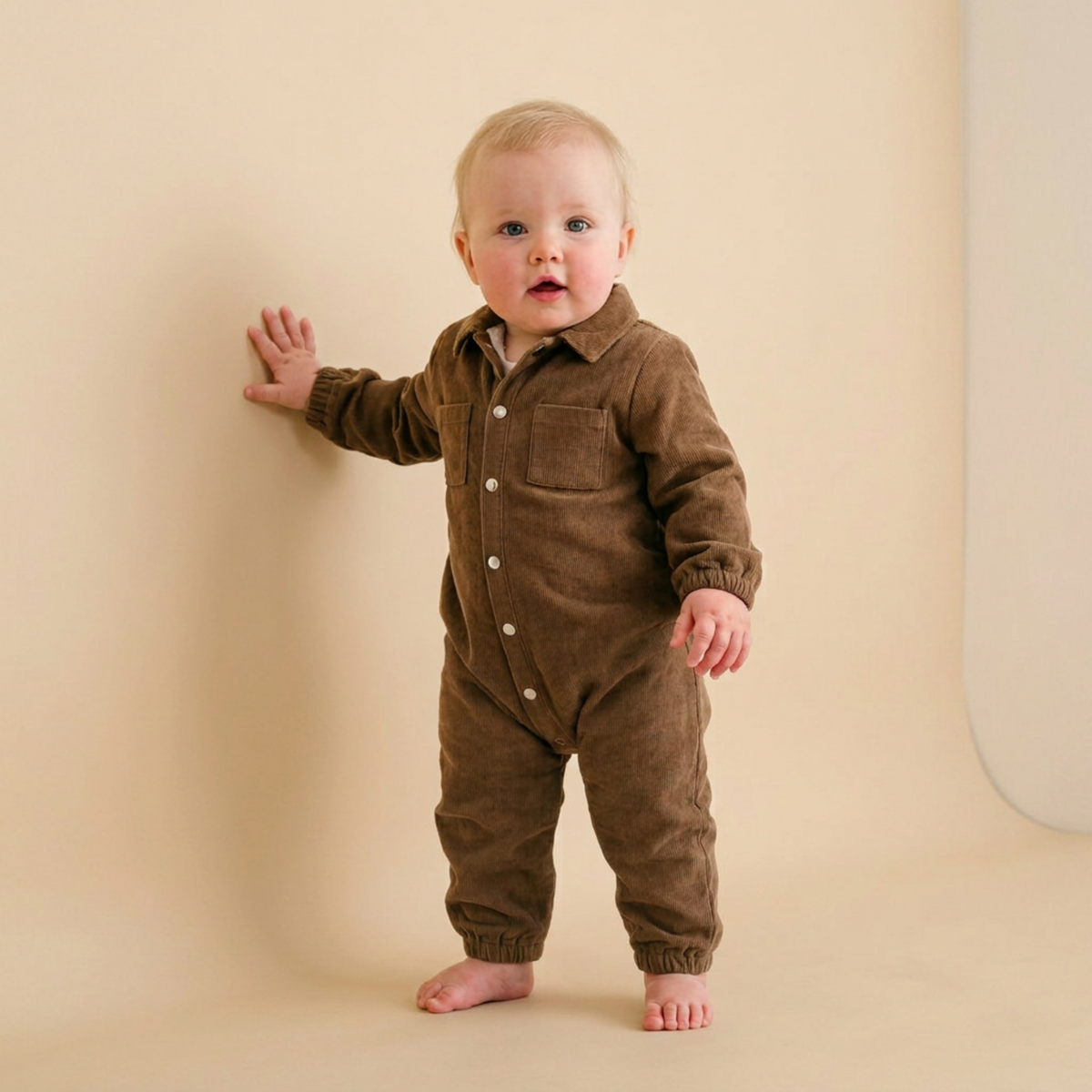 Organic Corduroy Sherpa Jumpsuit - Brown
