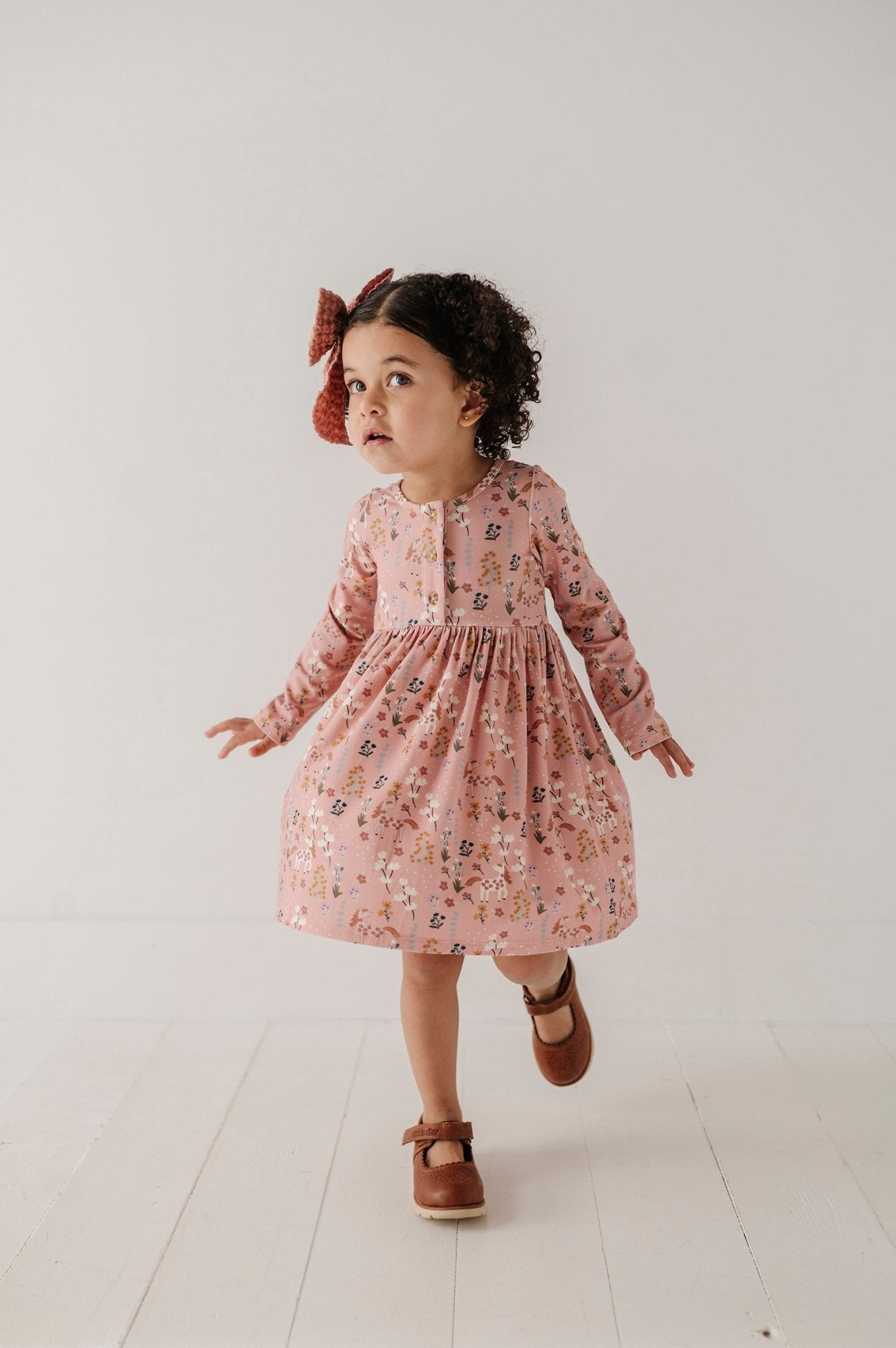 Girl's Long Sleeve Henley Dress