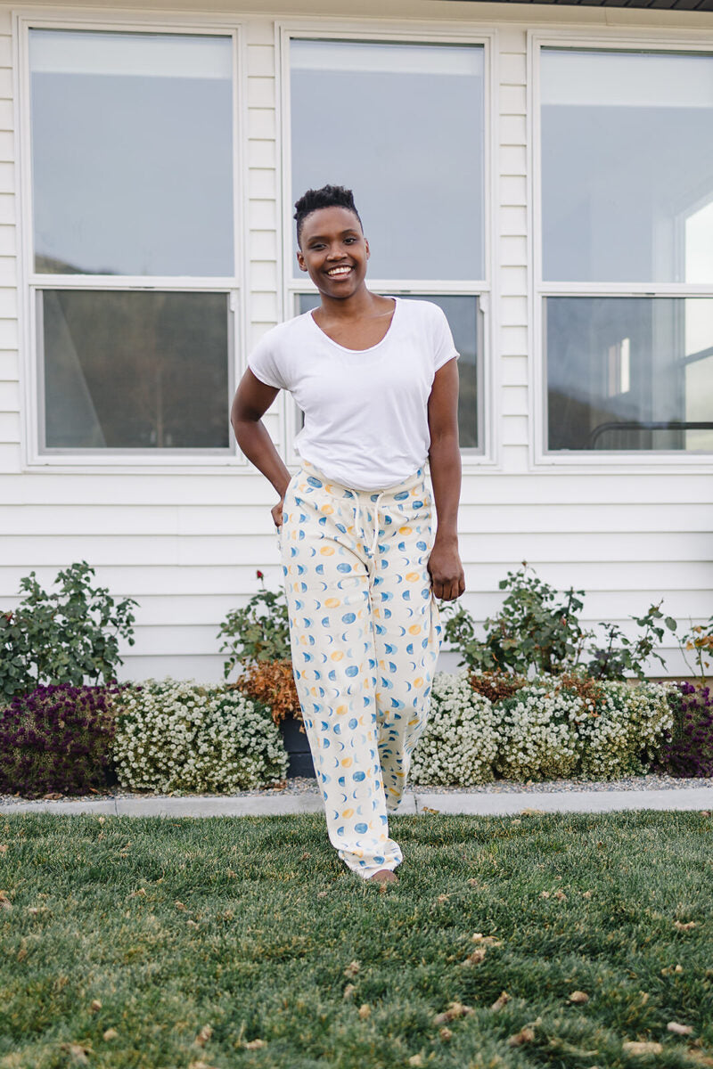 Organic Cotton Adult Lounge Pants - Moon Phases