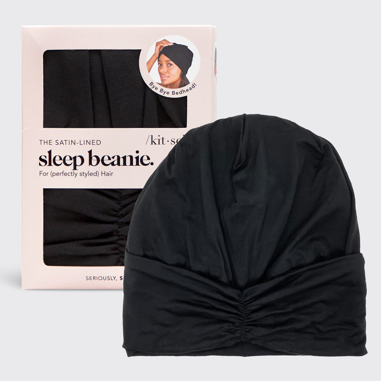 Sleep Turban/Beanie with Satin lining - Black