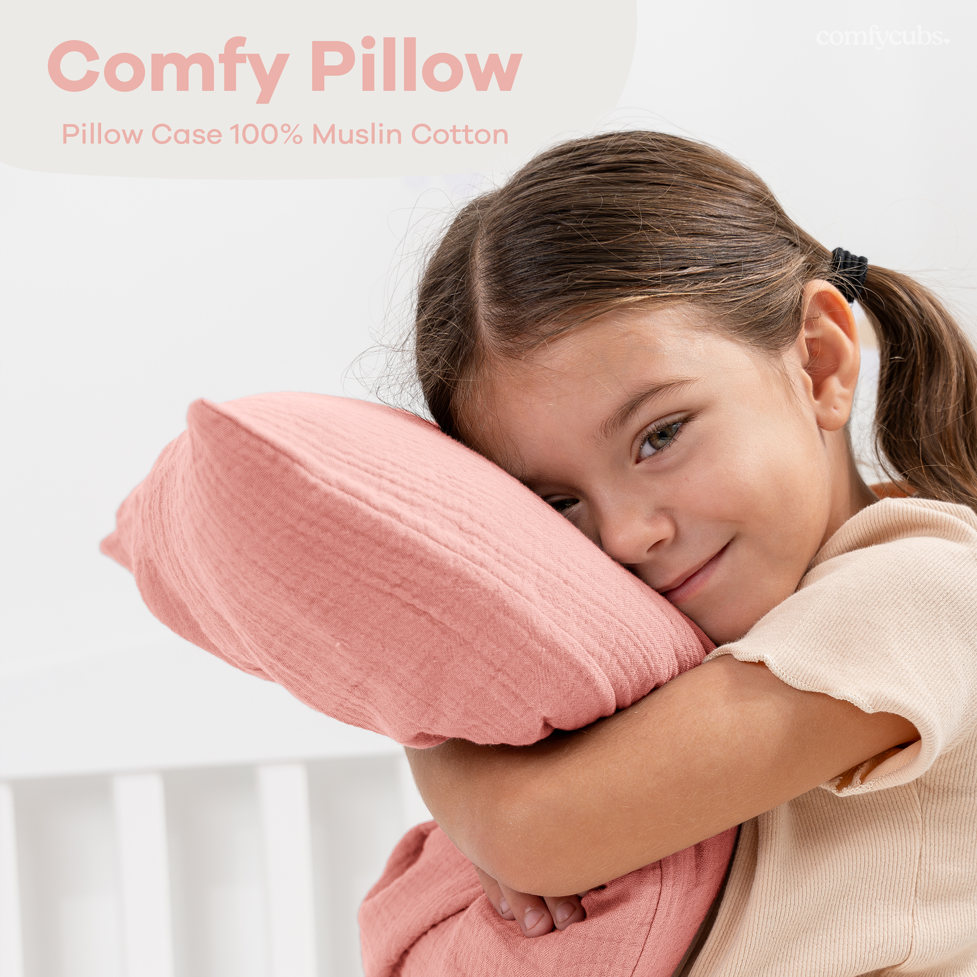 Toddler Pillows with Soft Muslin Pillow Case by Comfy Cubs - Bold Blush