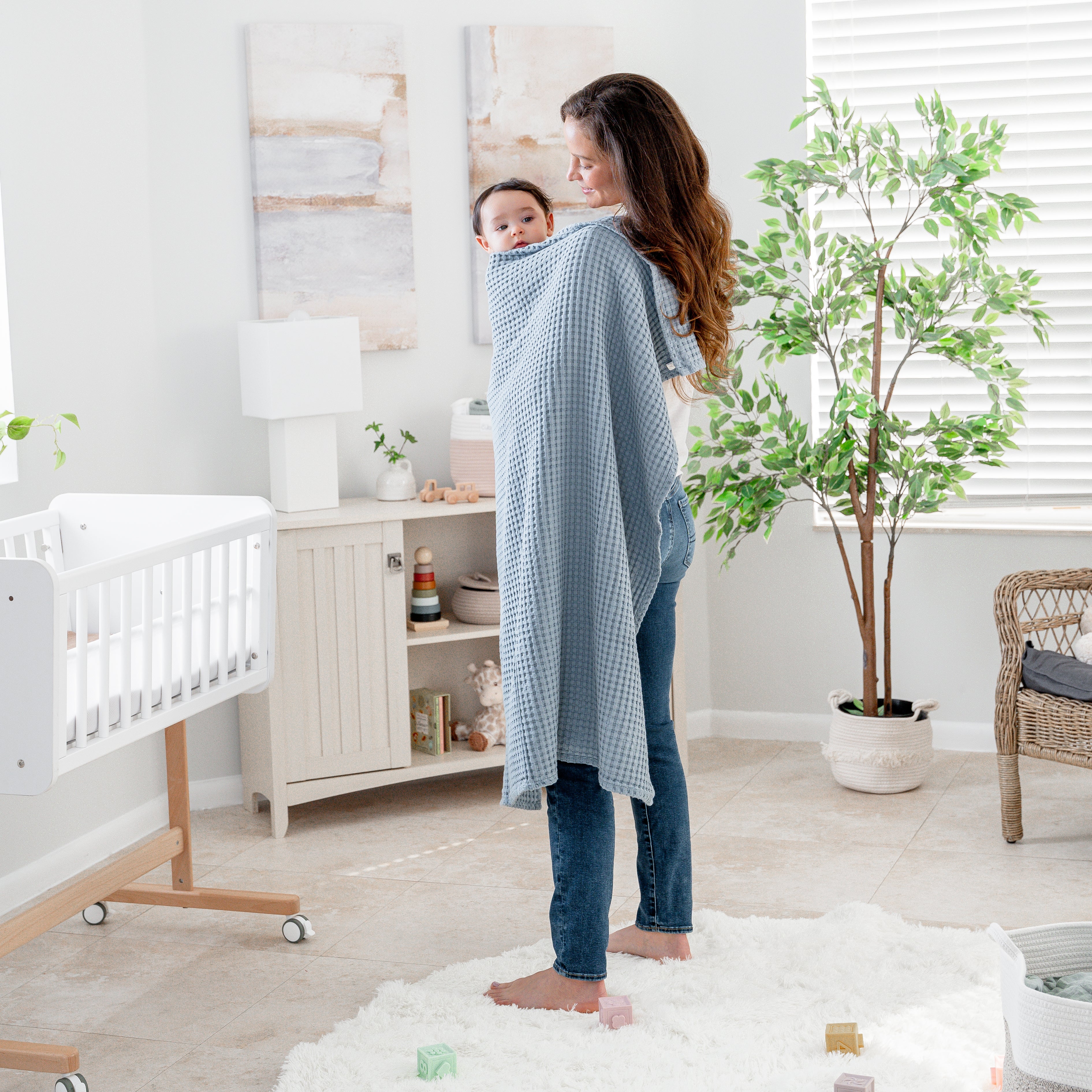 Baby Waffle Blankets by Comfy Cubs in Pacific Blue