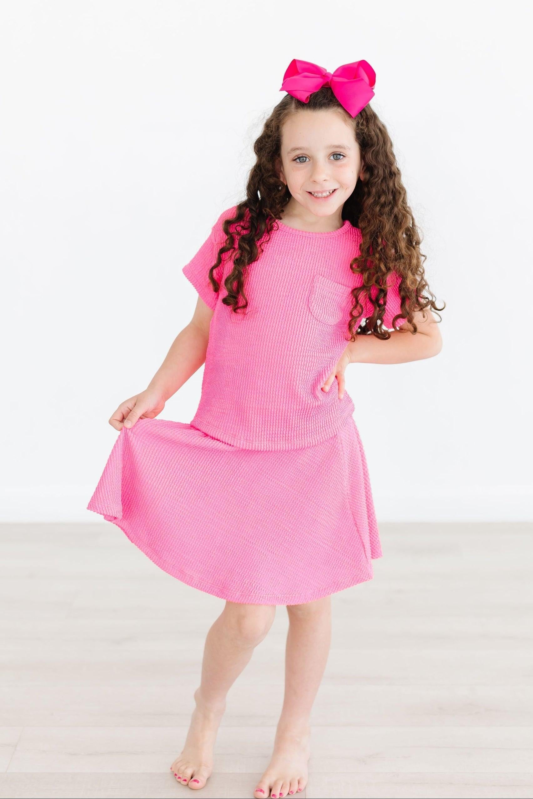 Neon Pink Scrunchy Twirl Skort