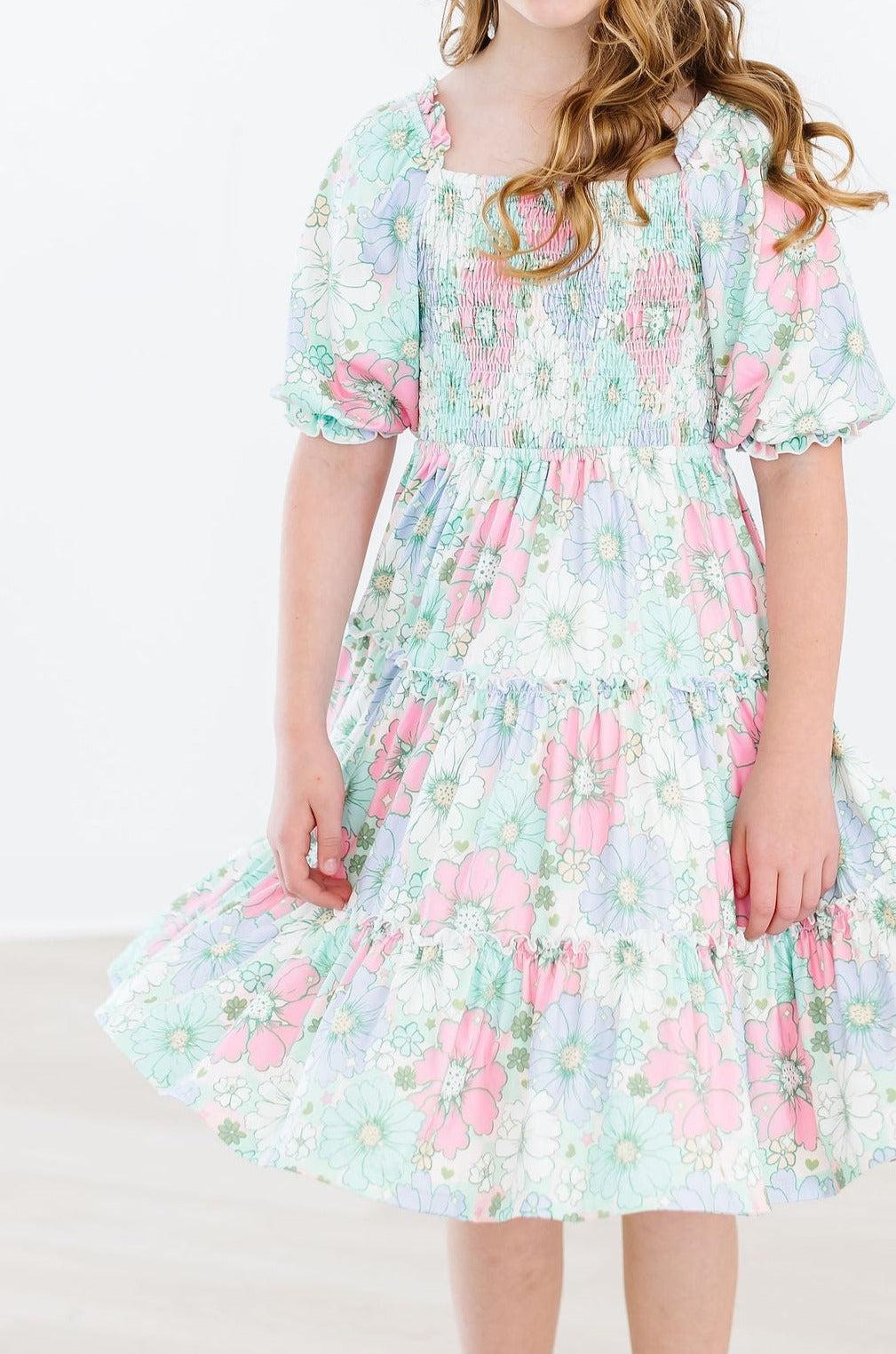 Minty Meadow Smocked Ruffle Dress