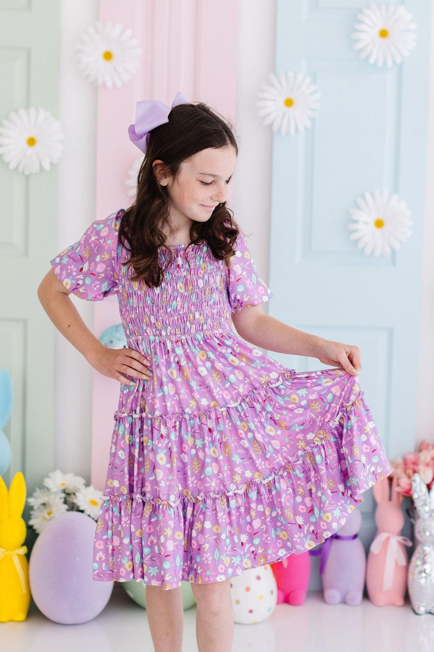SALE Playful Posy Smocked Ruffle Dress
