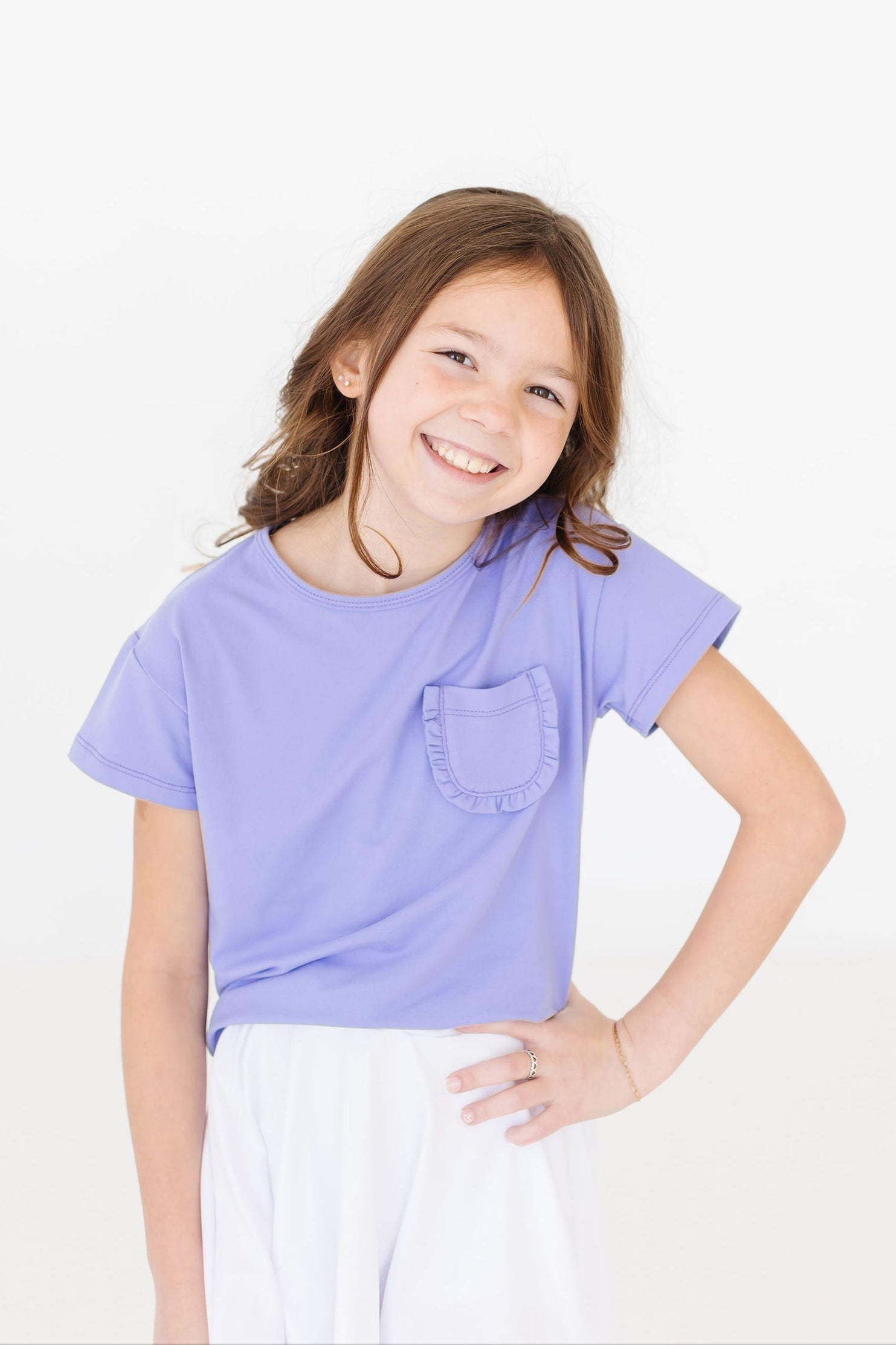 Periwinkle Ruffle Pocket Tee