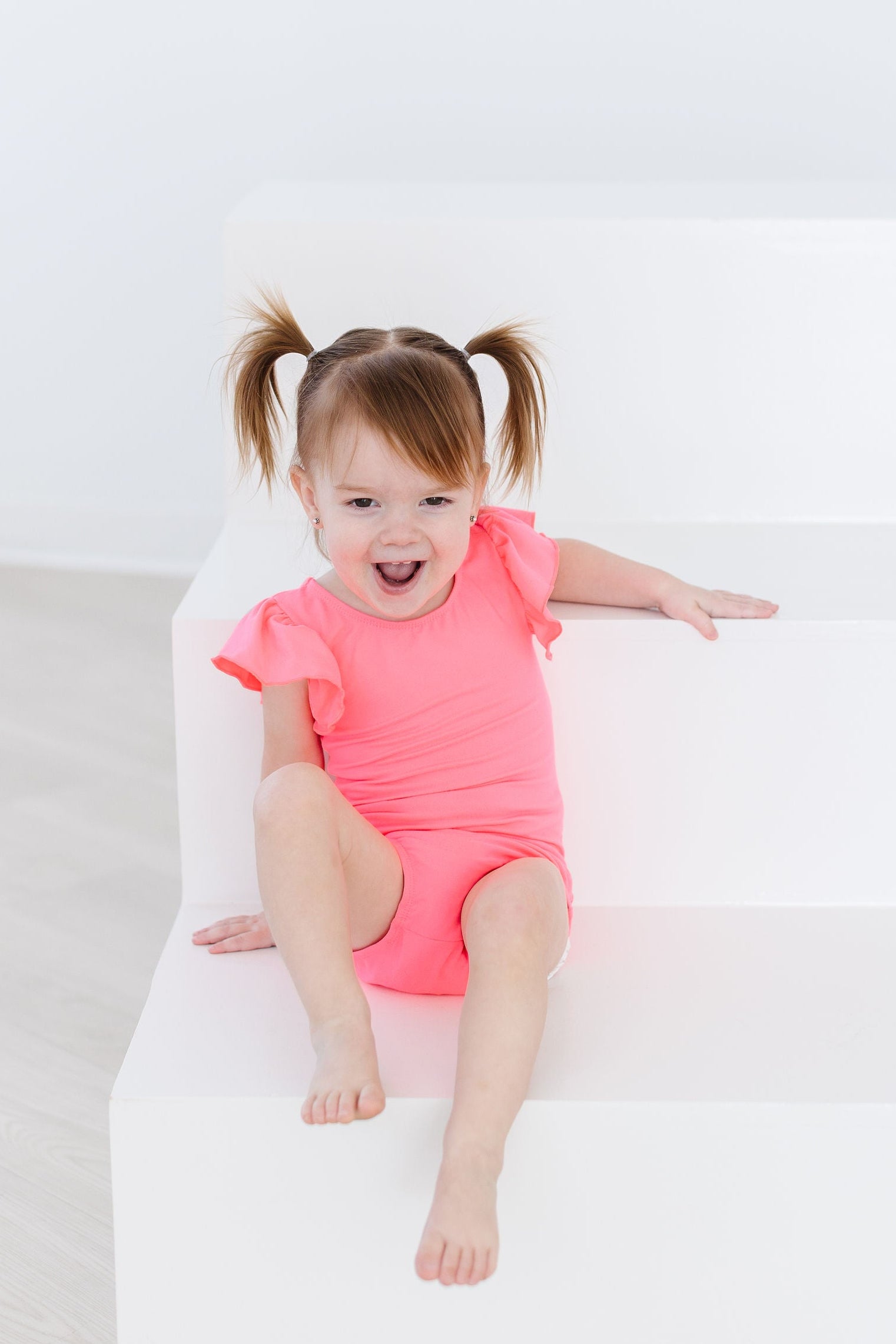 Neon Pink S/S Flutter Sleeve Leotard