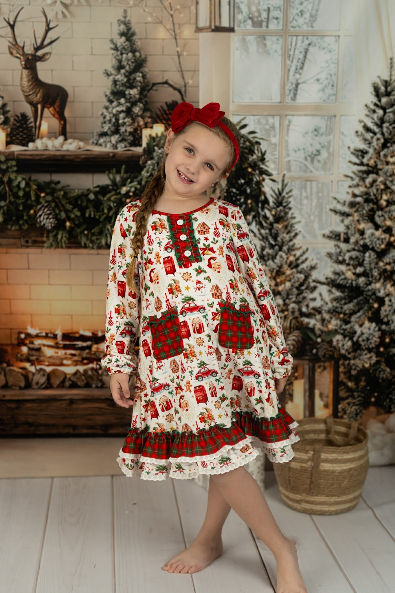 Santa's Village Gown Set-Child House Dress - Ready to Ship