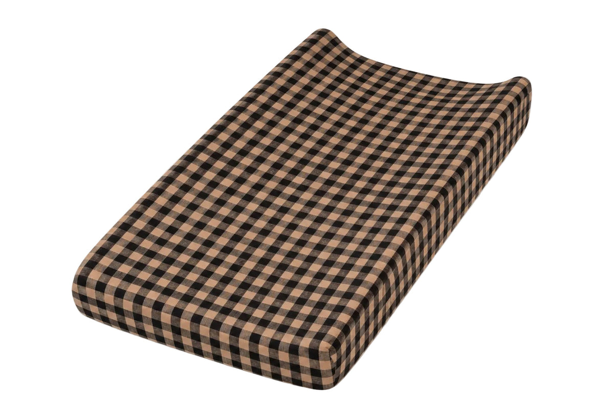Brown Black Gingham Changing Pad Cover