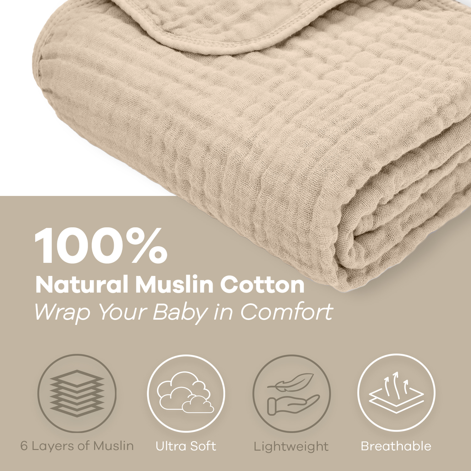 Baby Muslin Blanket by Comfy Cubs in Sand