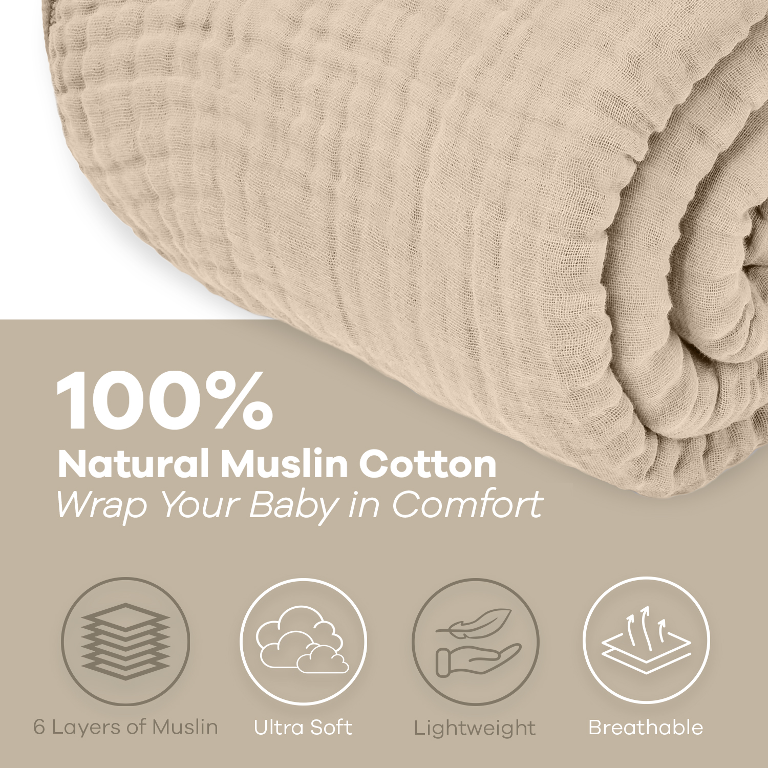 Adult Muslin Blanket by Comfy Cubs in Sand