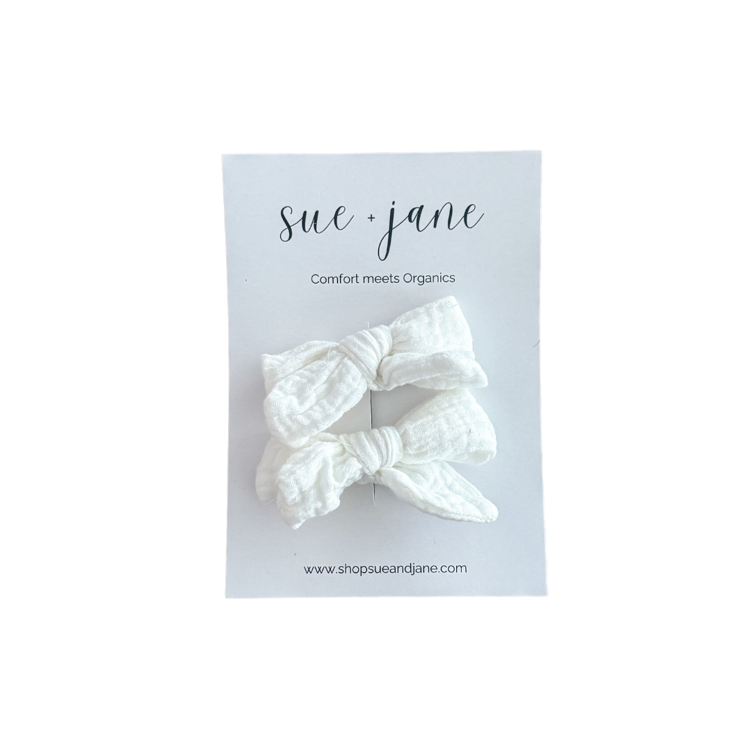 White Organic Cotton Bows