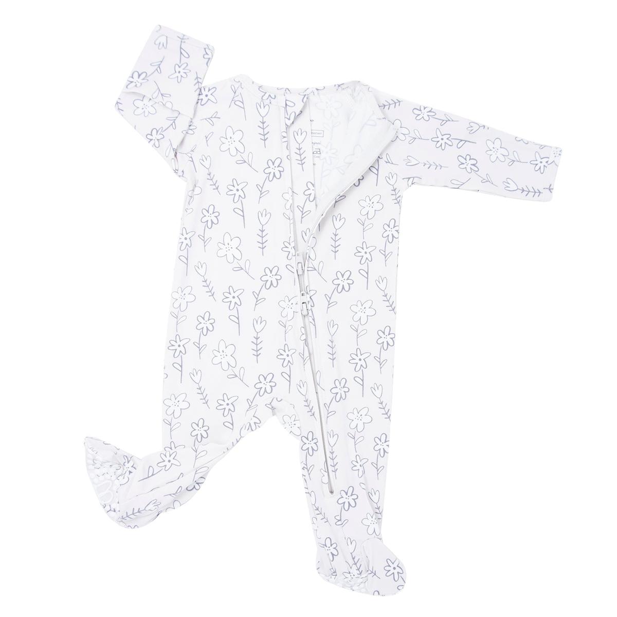 Zipper Footie - Grey Doodle