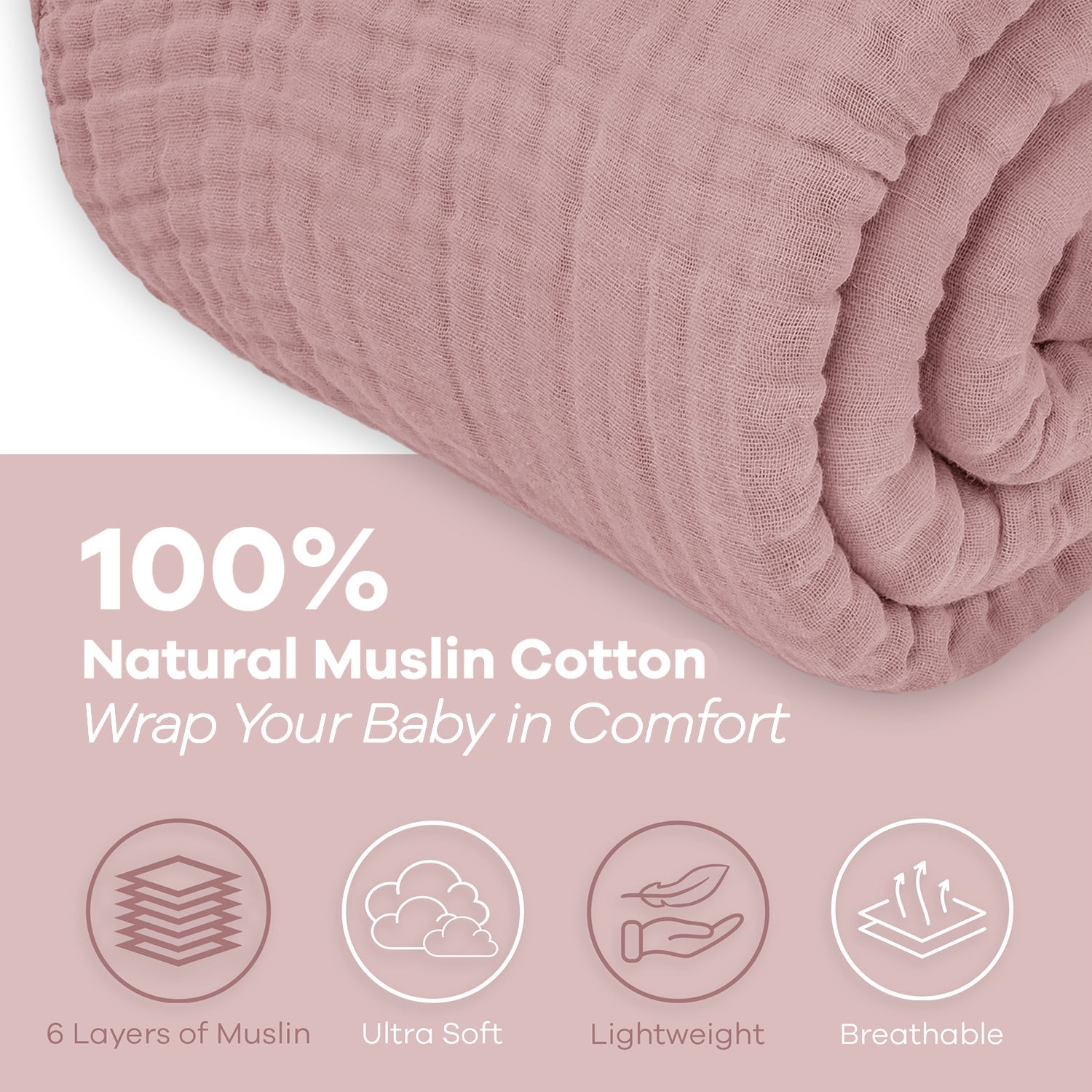 Adult Muslin Blanket by Comfy Cubs in Mauve