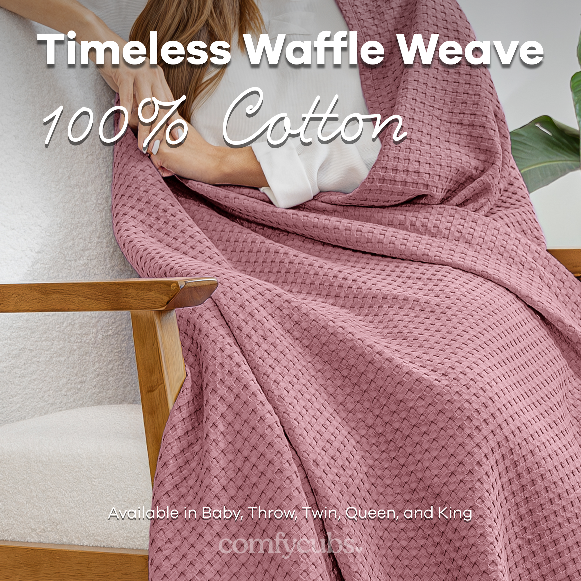 Adult Waffle Blankets by Comfy Cubs in Mauve