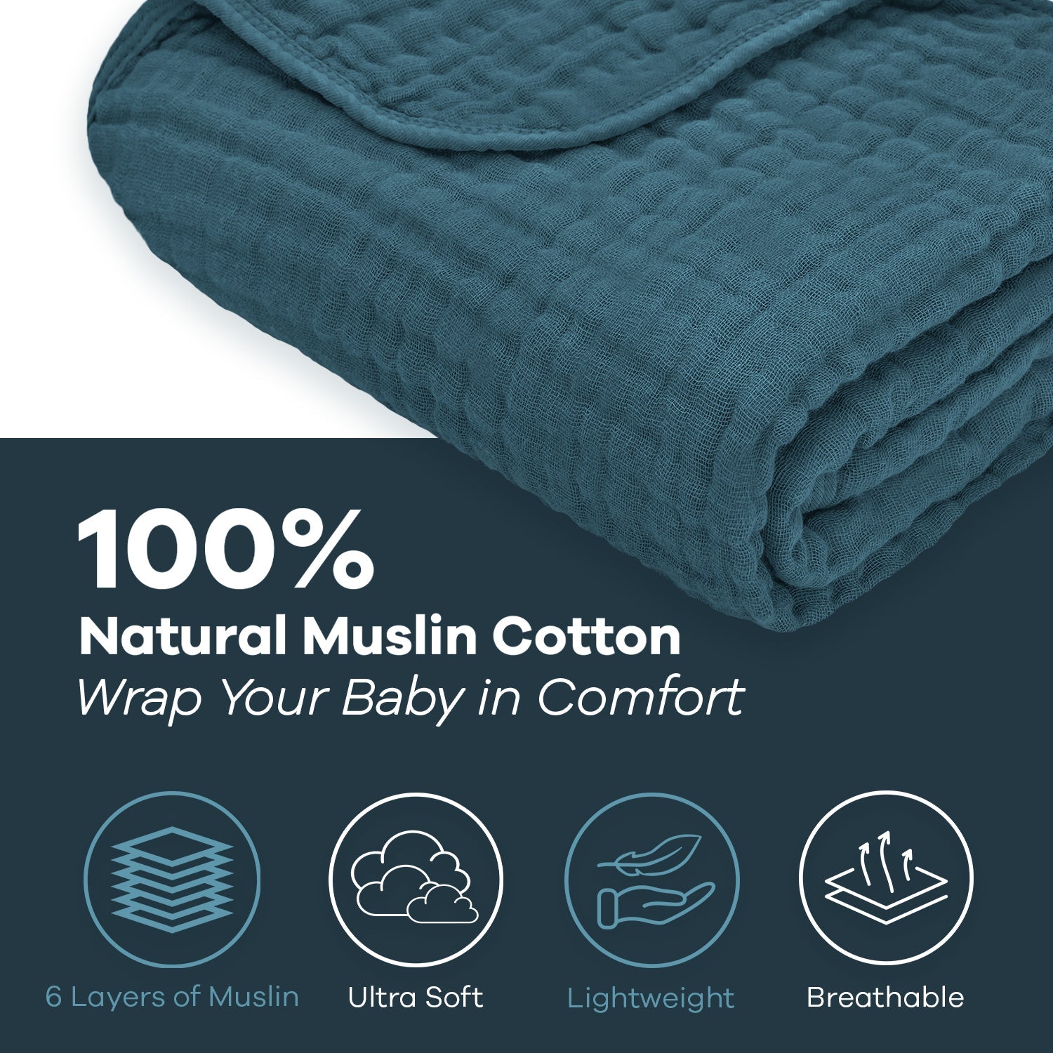 Baby Muslin Blanket by Comfy Cubs in Neptune