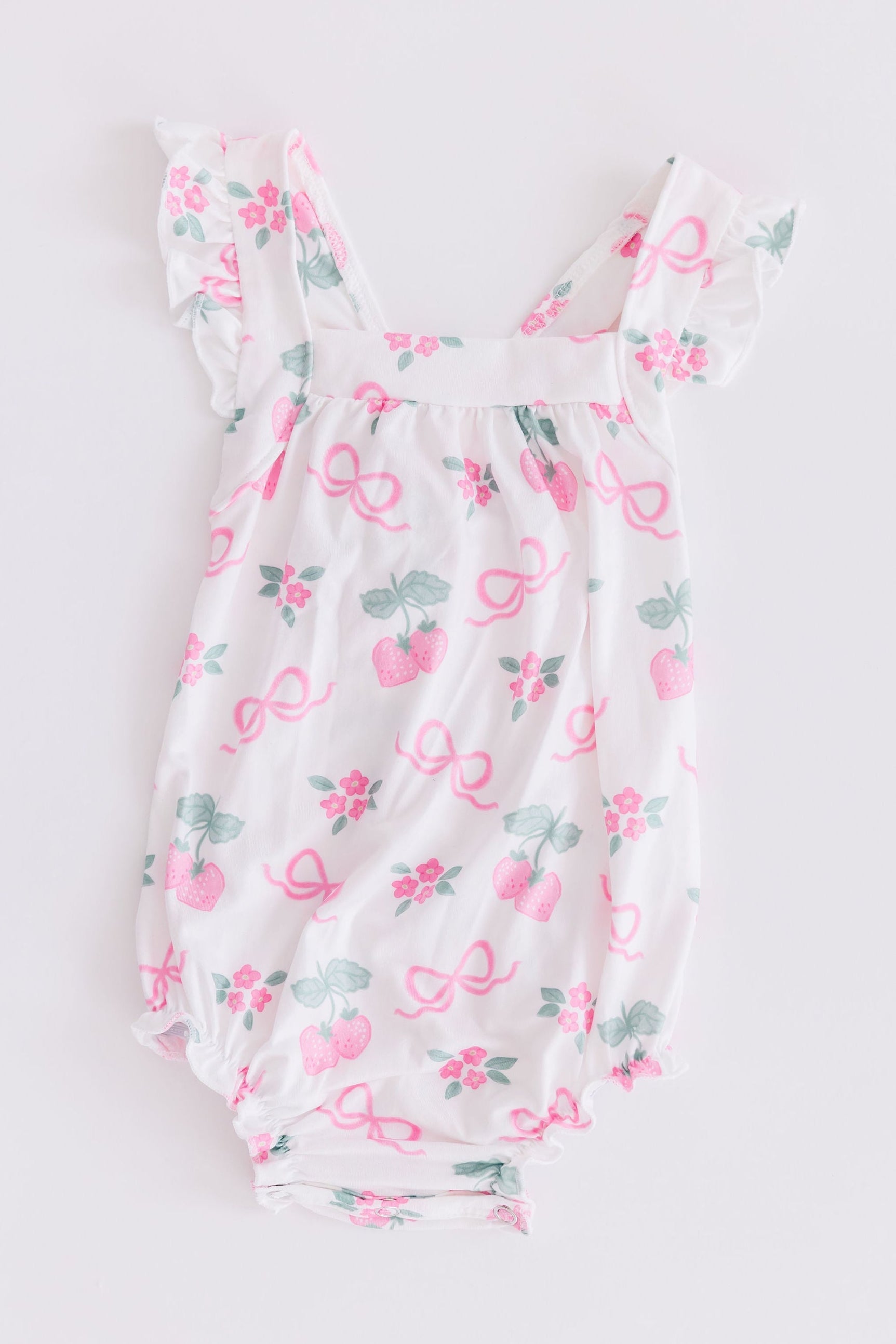 Berries & Bows Ruffle Cross Back Romper