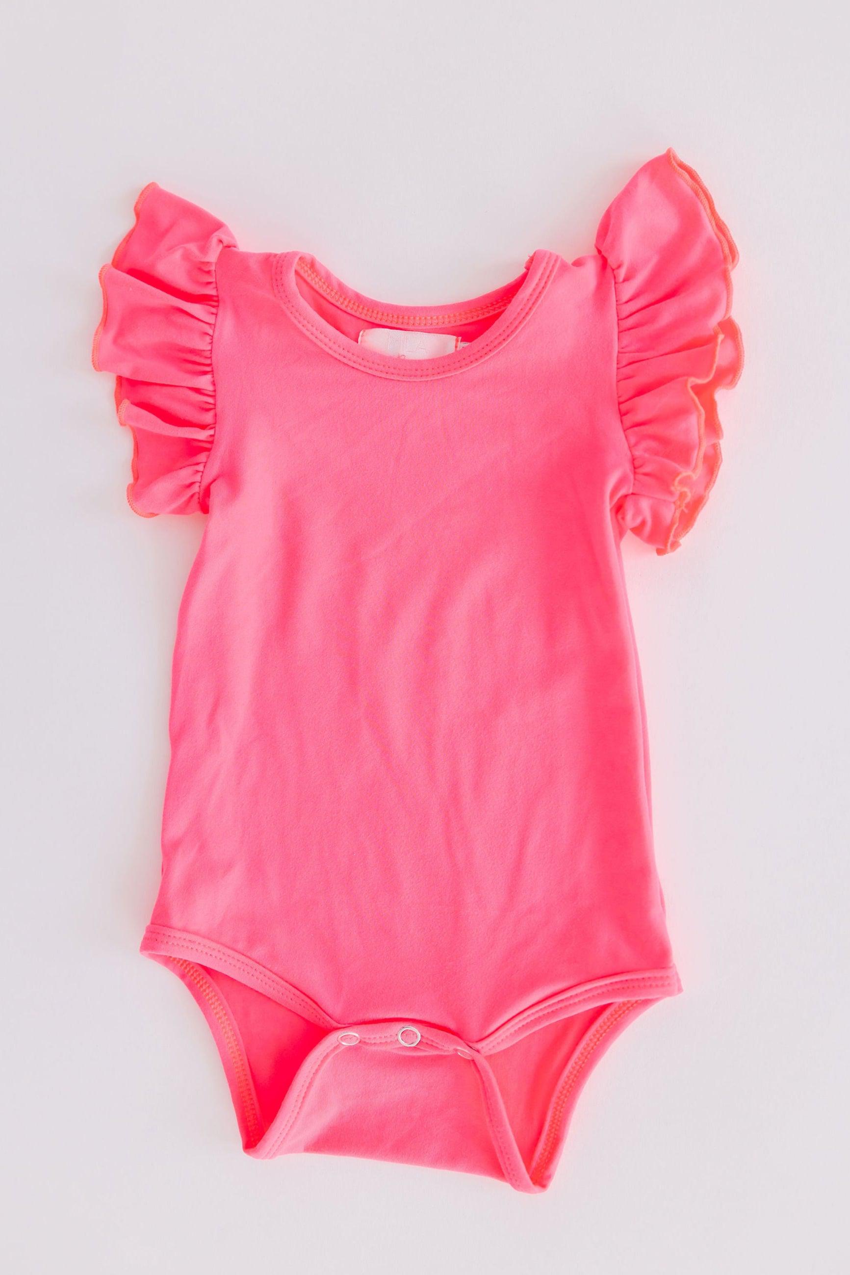 Neon Pink S/S Flutter Bodysuit