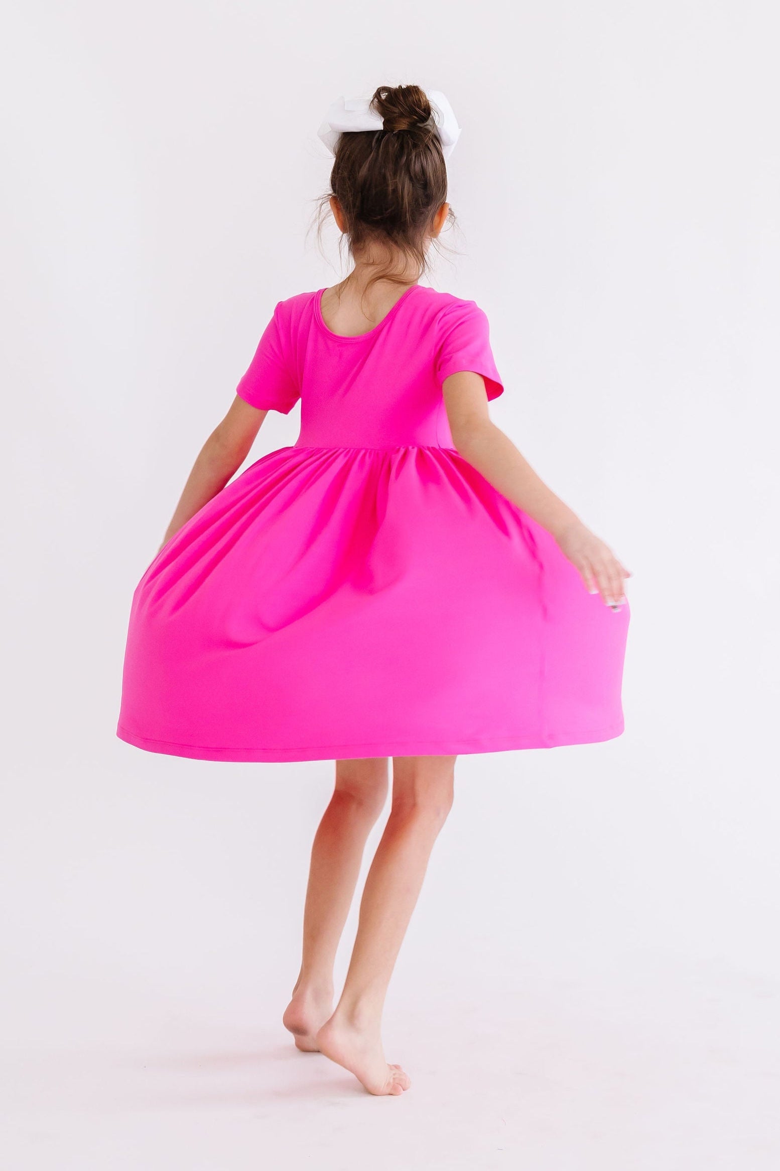 Hot Pink S/S Pocket Twirl Dress