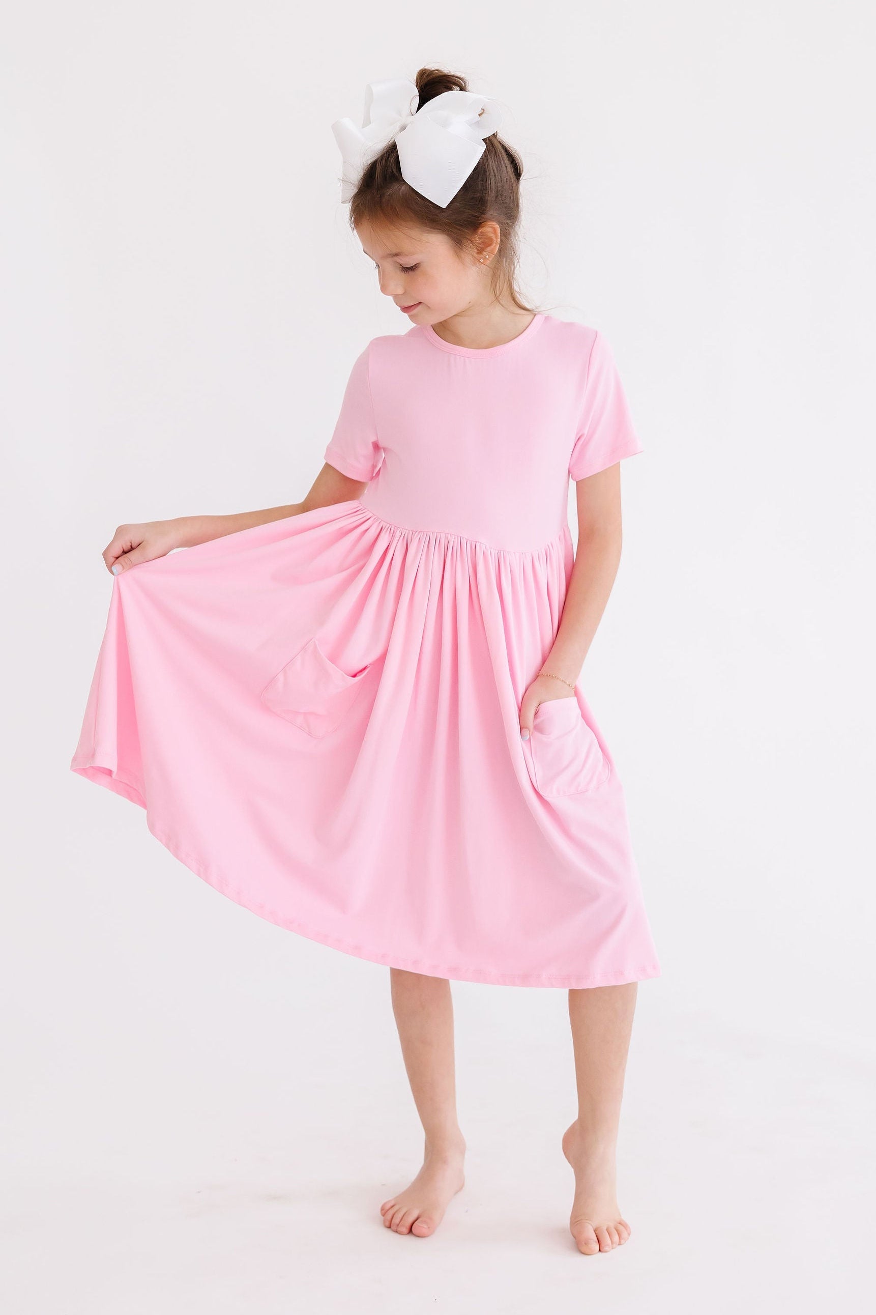 Bubblegum Pink S/S Pocket Twirl Dress