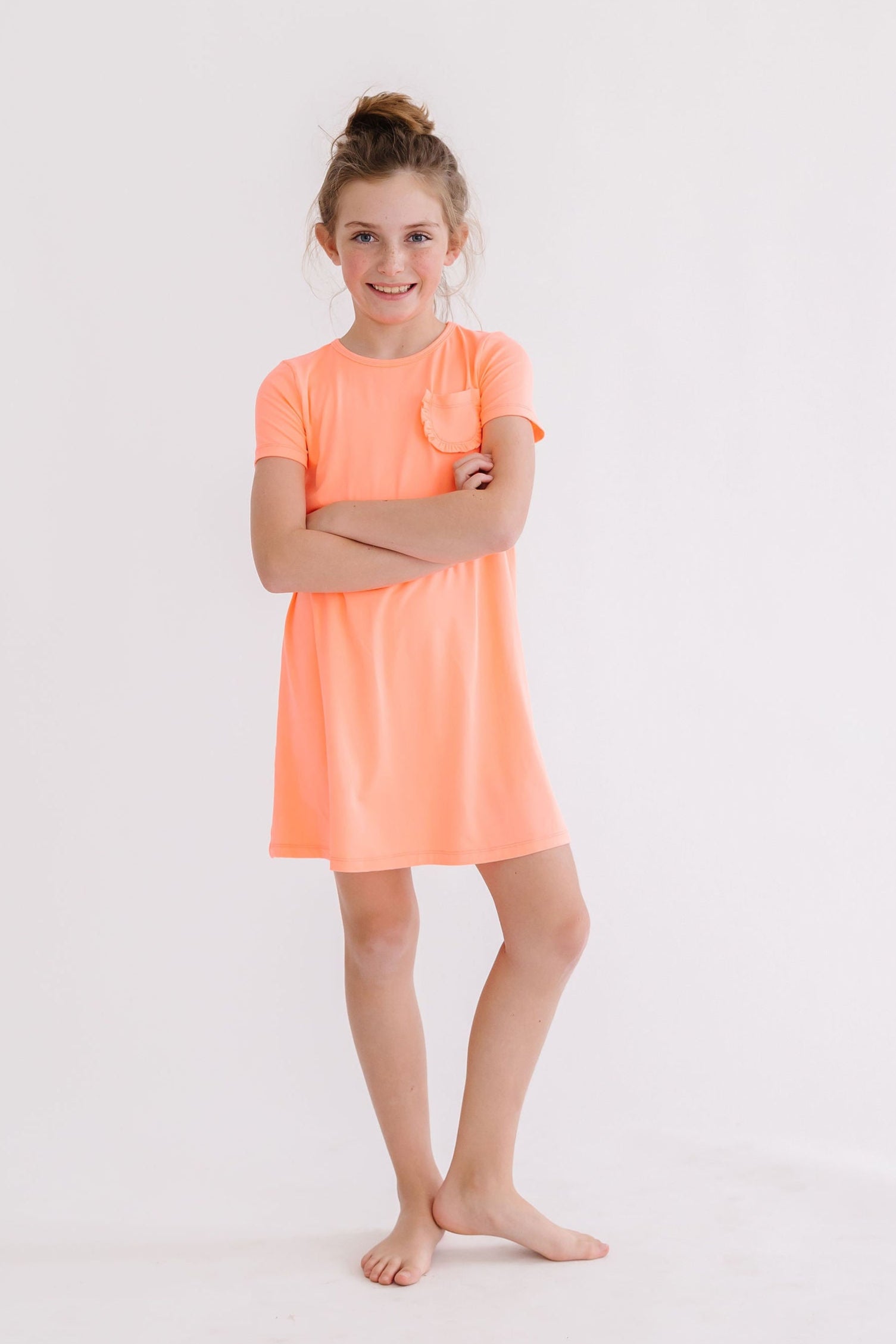 Neon Coral T-Shirt Dress