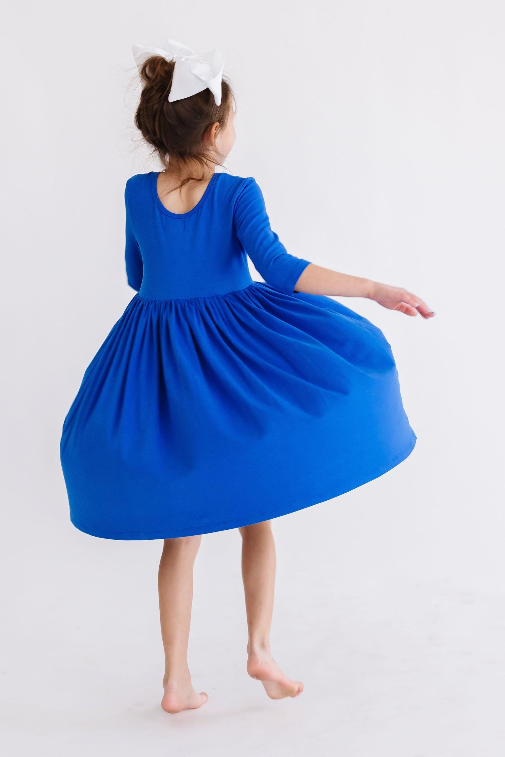 Royal Blue 3/4 Sleeve Pocket Twirl Dress