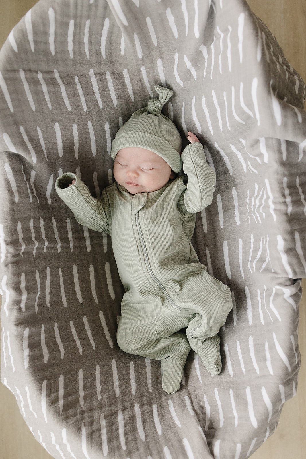 Sage Organic Cotton Ribbed Zipper  Mebie Baby   