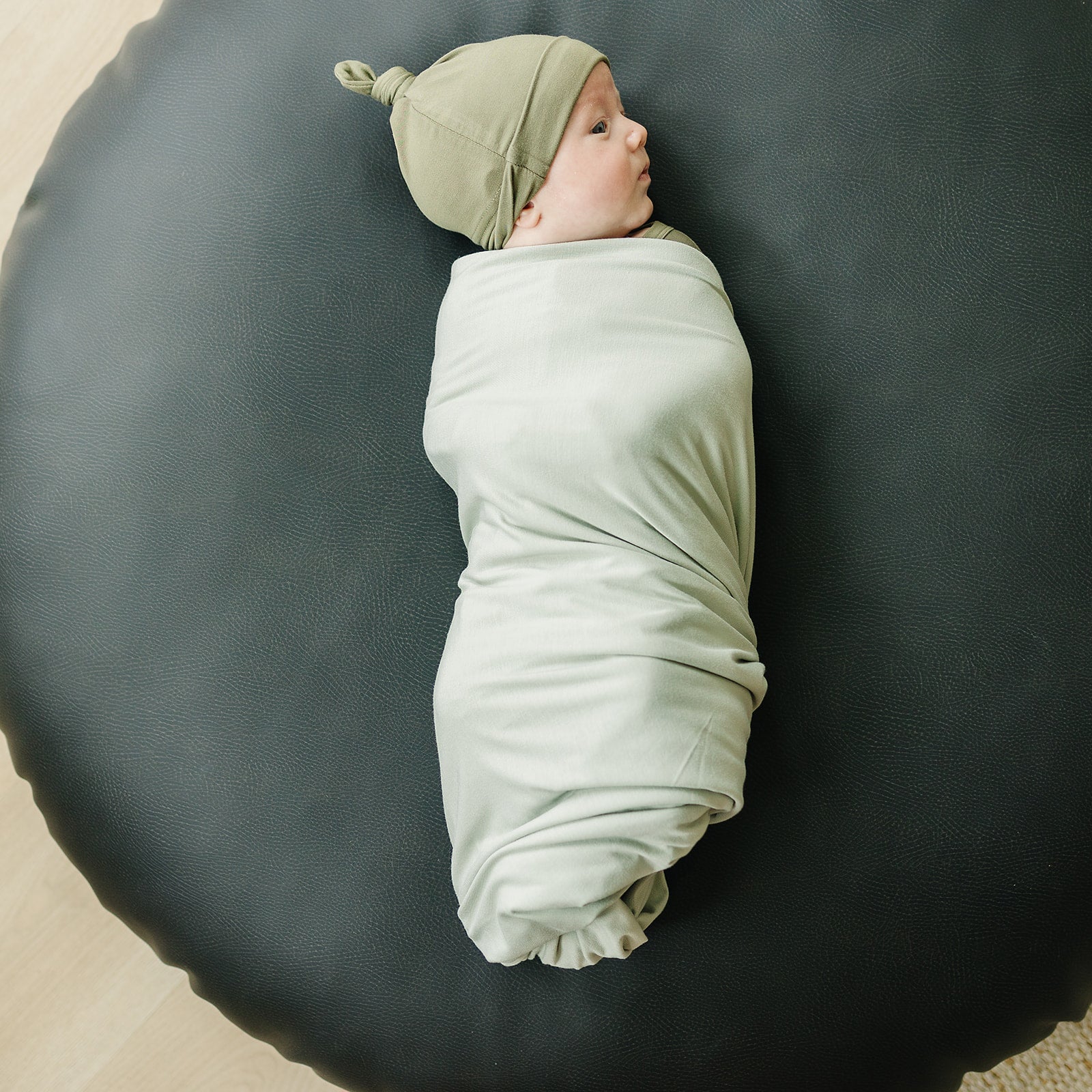 Sage Bamboo Stretch Swaddle  Mebie Baby   