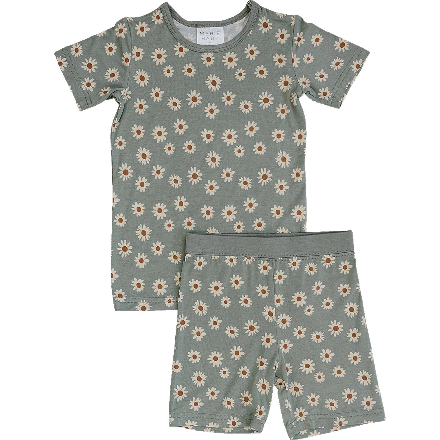 Light Green Daisy Bamboo Cozy Short Set  Mebie Baby   