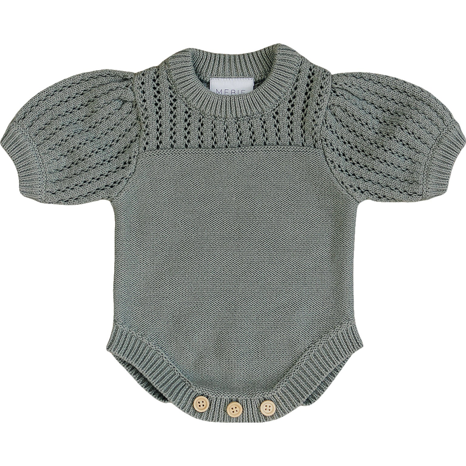 Sage Knit Shirt Romper  Mebie Baby   