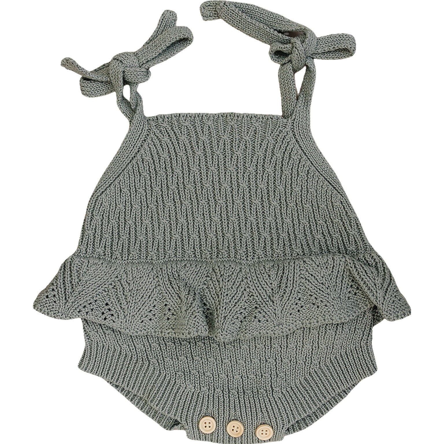 Sage Ruffle Knit Bubble Romper  Mebie Baby   