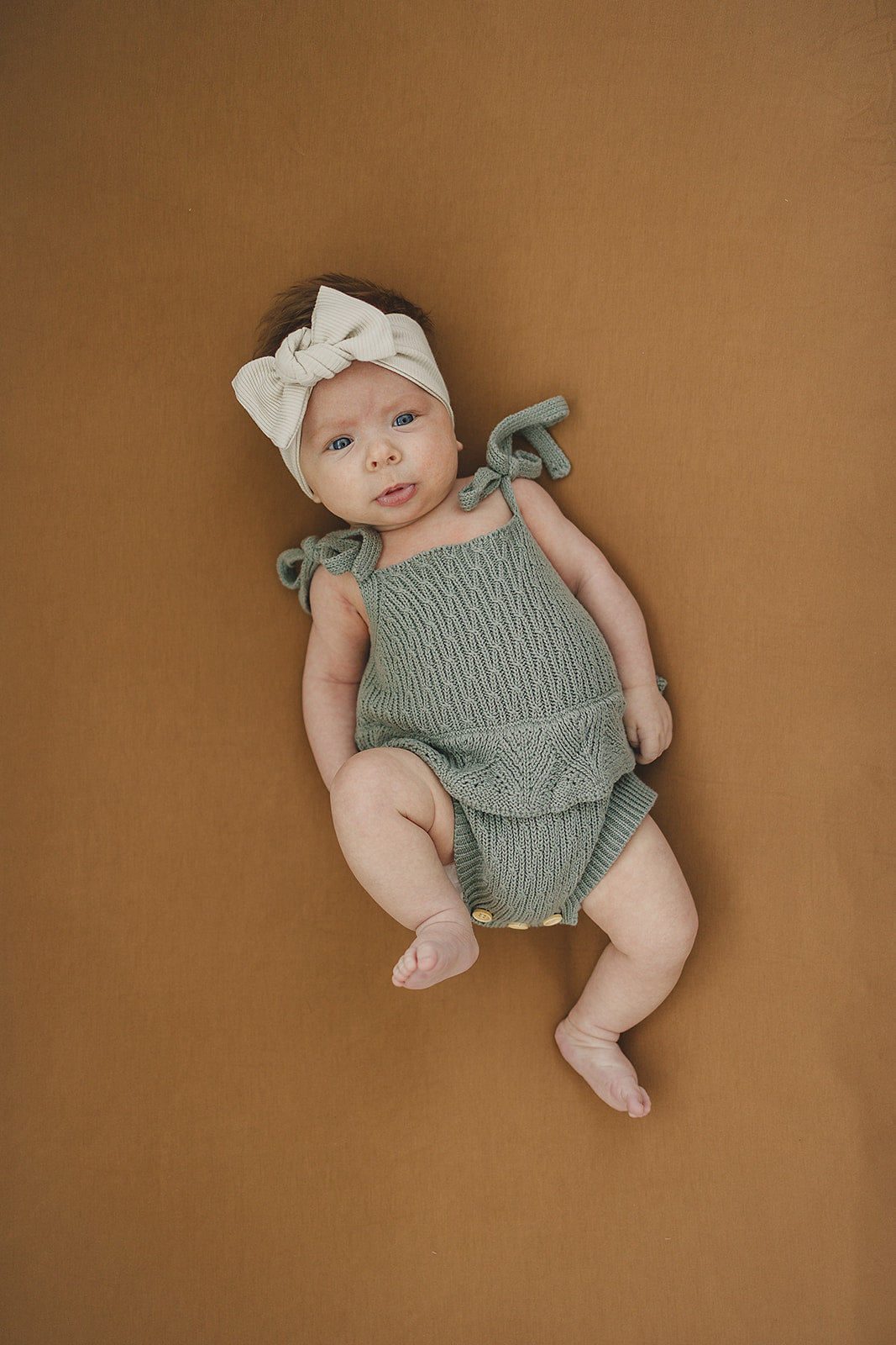 Sage Ruffle Knit Bubble Romper  Mebie Baby   