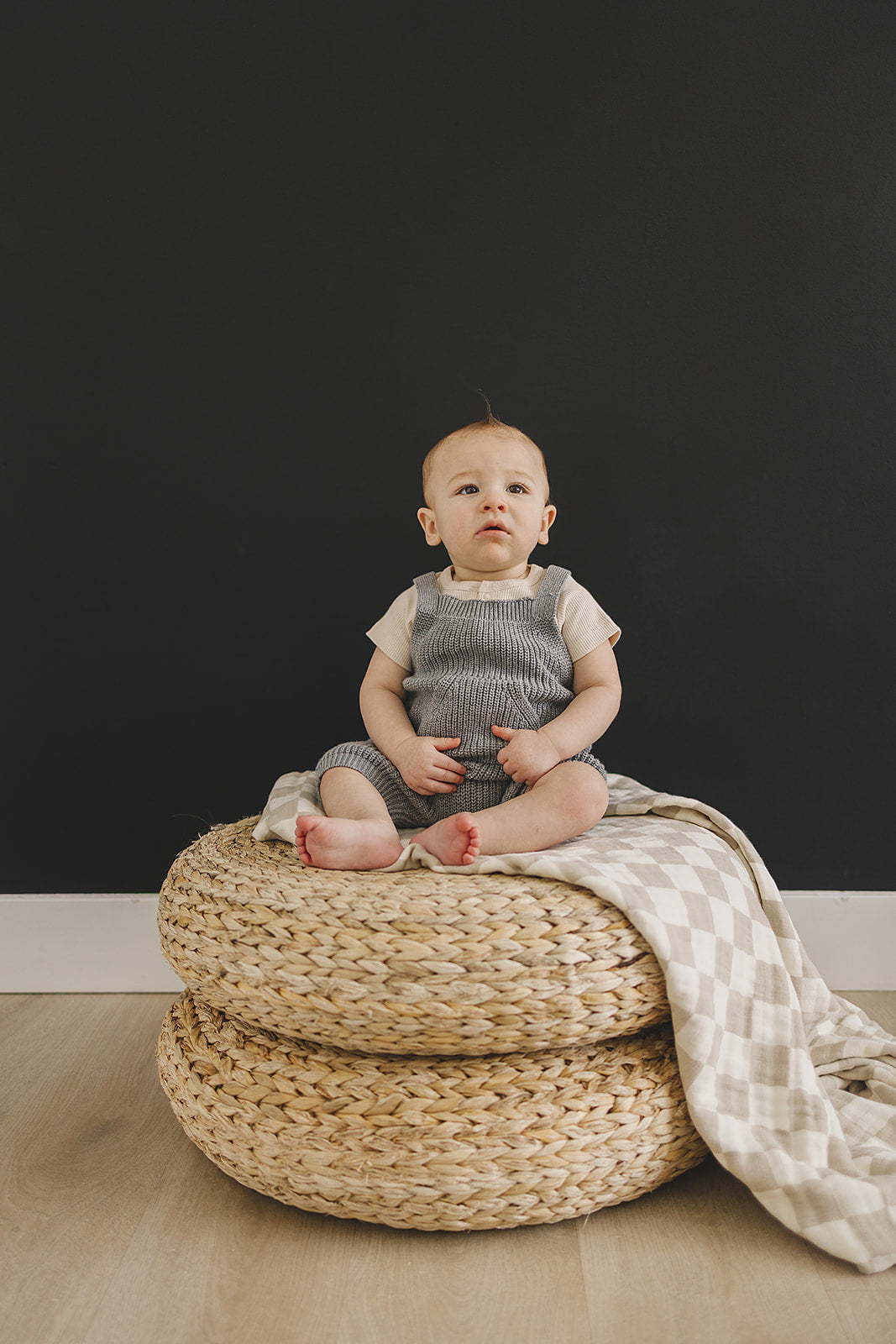 Grey Pocket Knit Overalls  Mebie Baby   