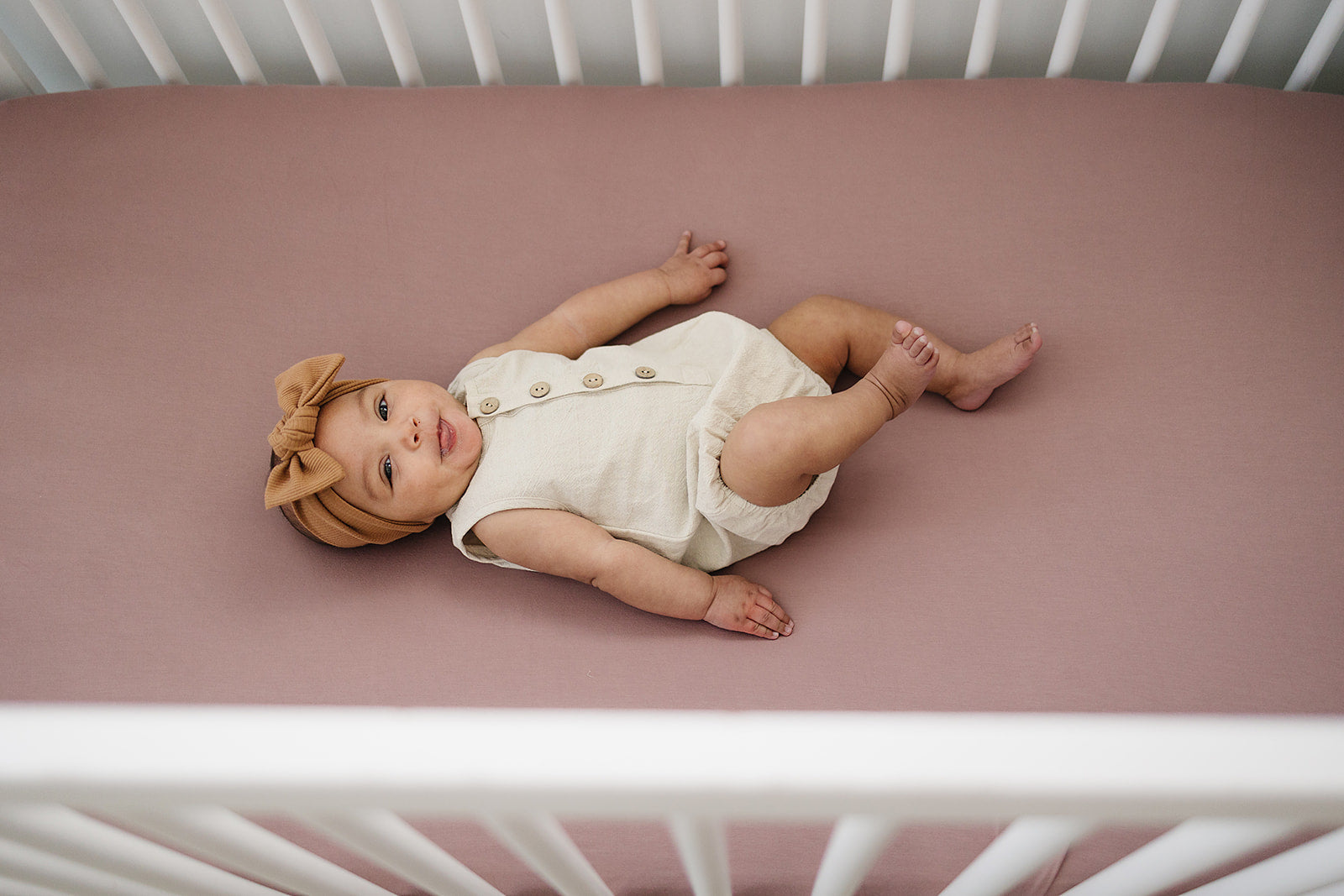 Dusty Rose Bamboo Stretch Crib Sheet  Mebie Baby   