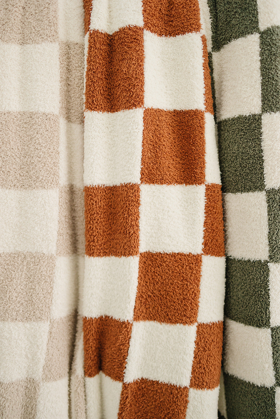 Rust Checkered Plush Blanket  Mebie Baby   